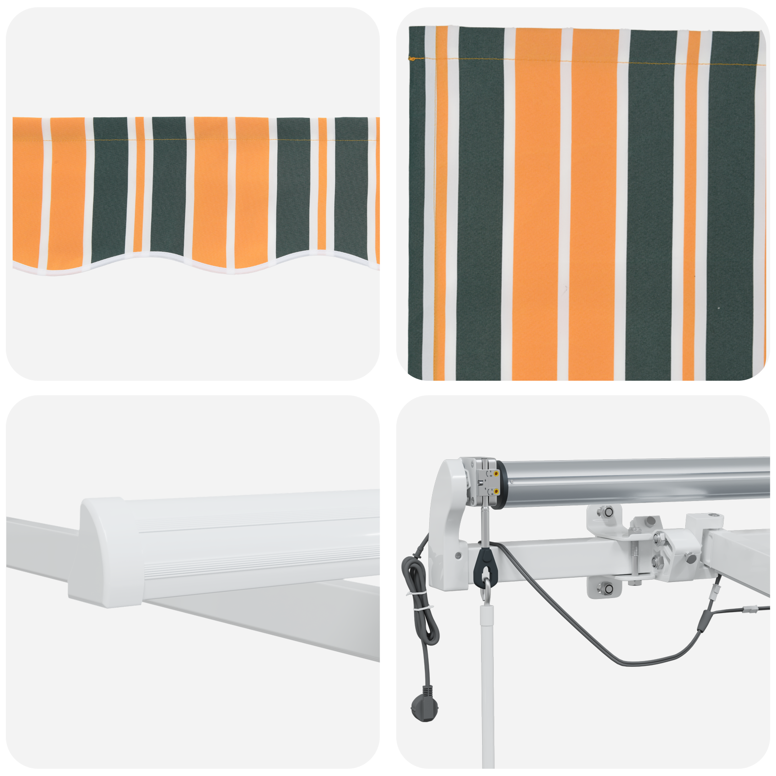 Automatic Retractable Awning with LED in Green and Yellow, 450x350 cm - Image 8