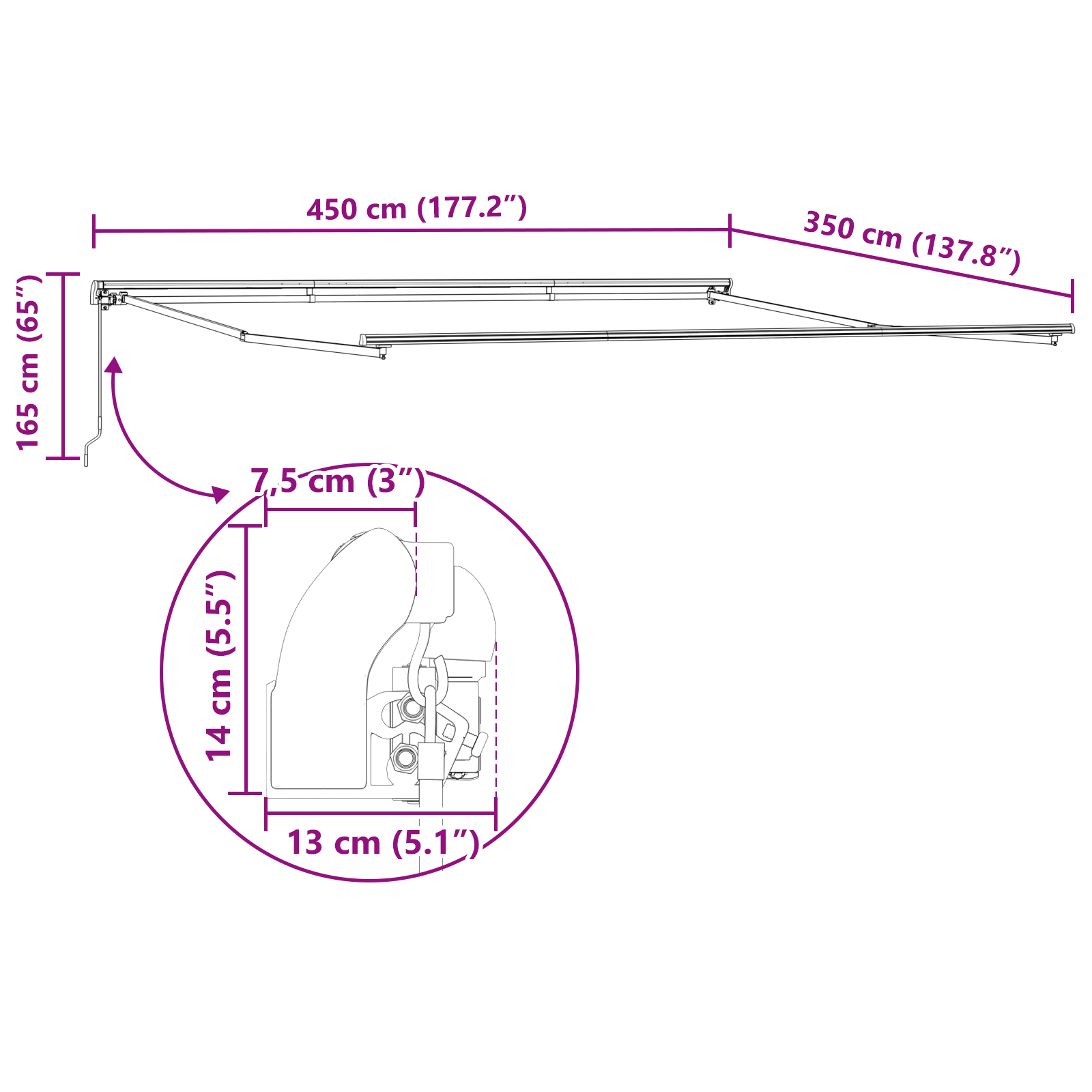Manual Retractable Awning Green and Yellow 450x350 cm - Image 11