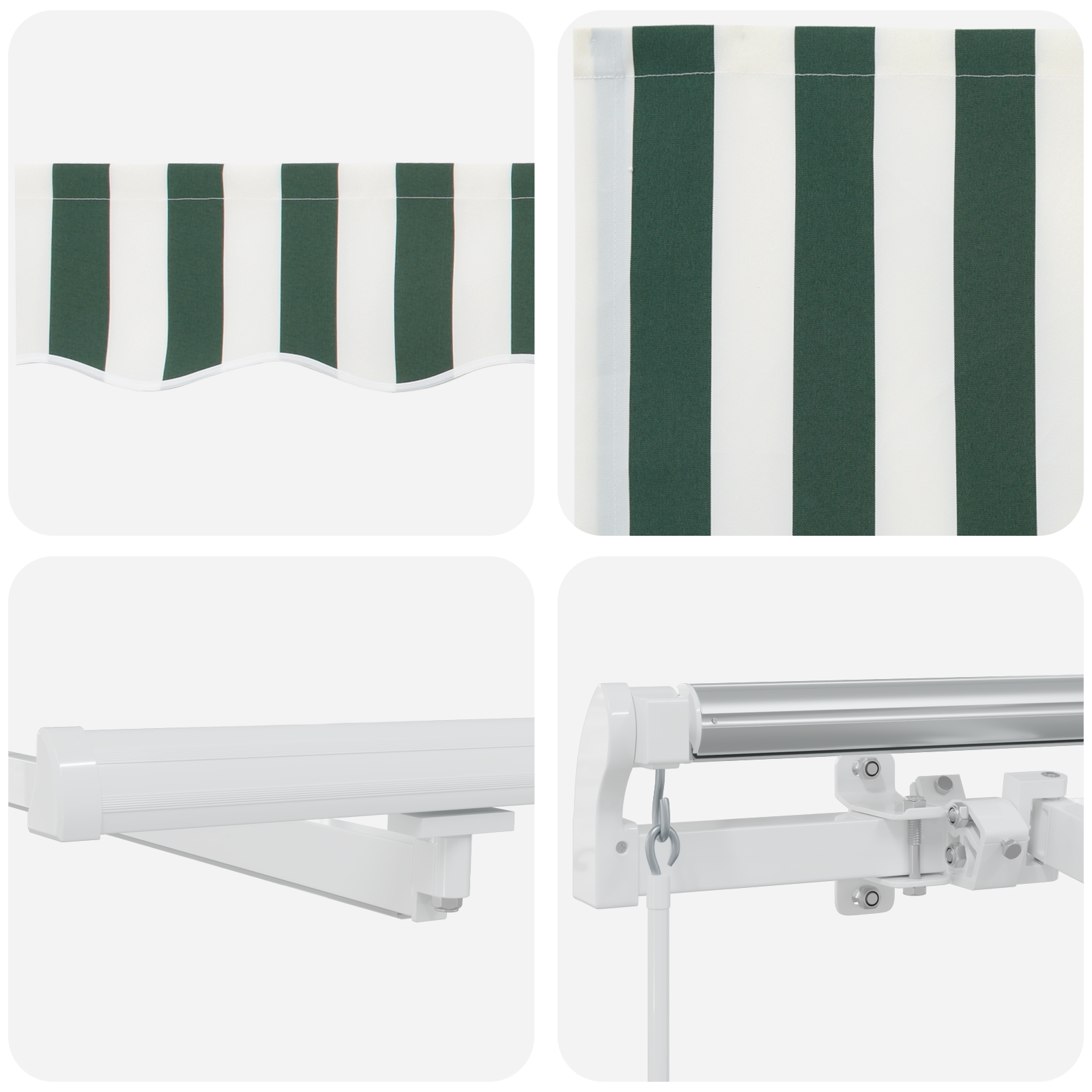 Manual Retractable Awning with LED Green and White 450x350 cm - Image 9
