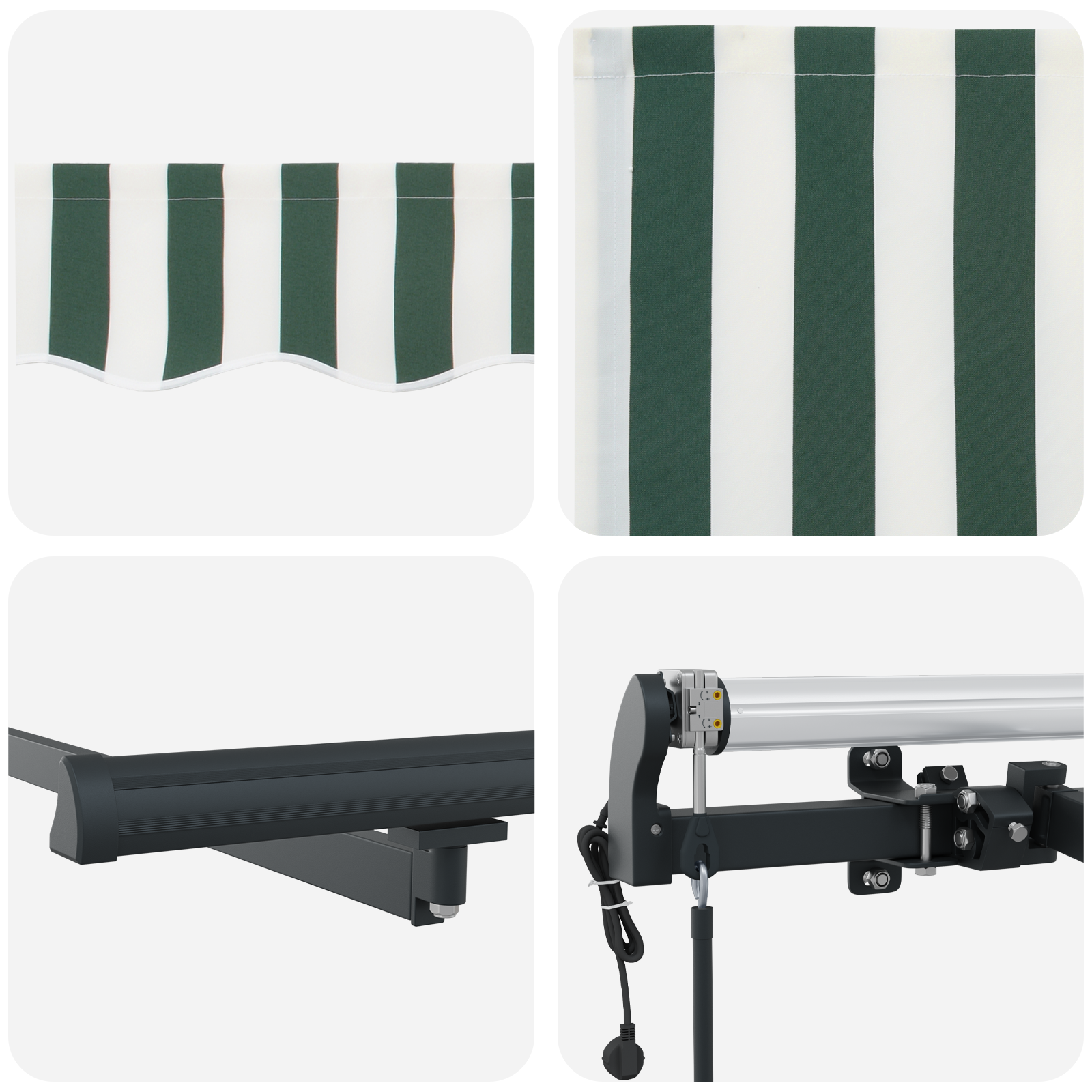 Automatic Retractable Awning Green and White 450x350 cm - Image 8
