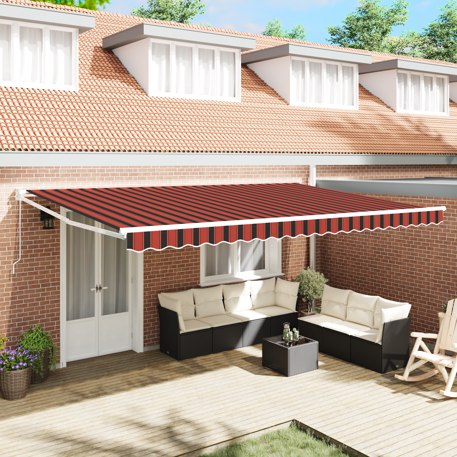 Manual Retractable Awning Orange and Brown 500x300 cm