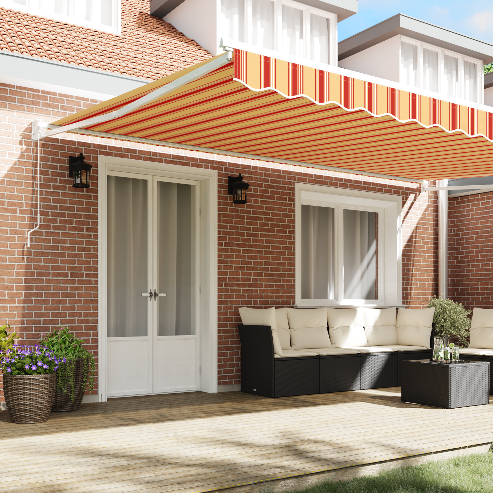 Manual Retractable Awning Yellow and Orange 500x300 cm - Image 3
