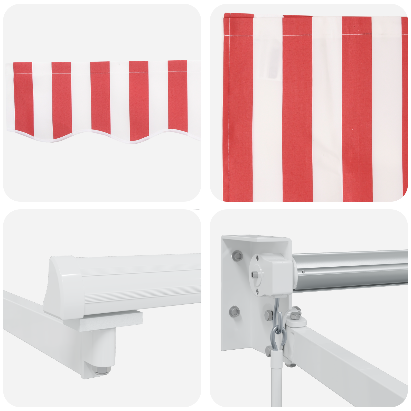 Manual Retractable Awning Red and White Stripe 500x300 cm - Image 8