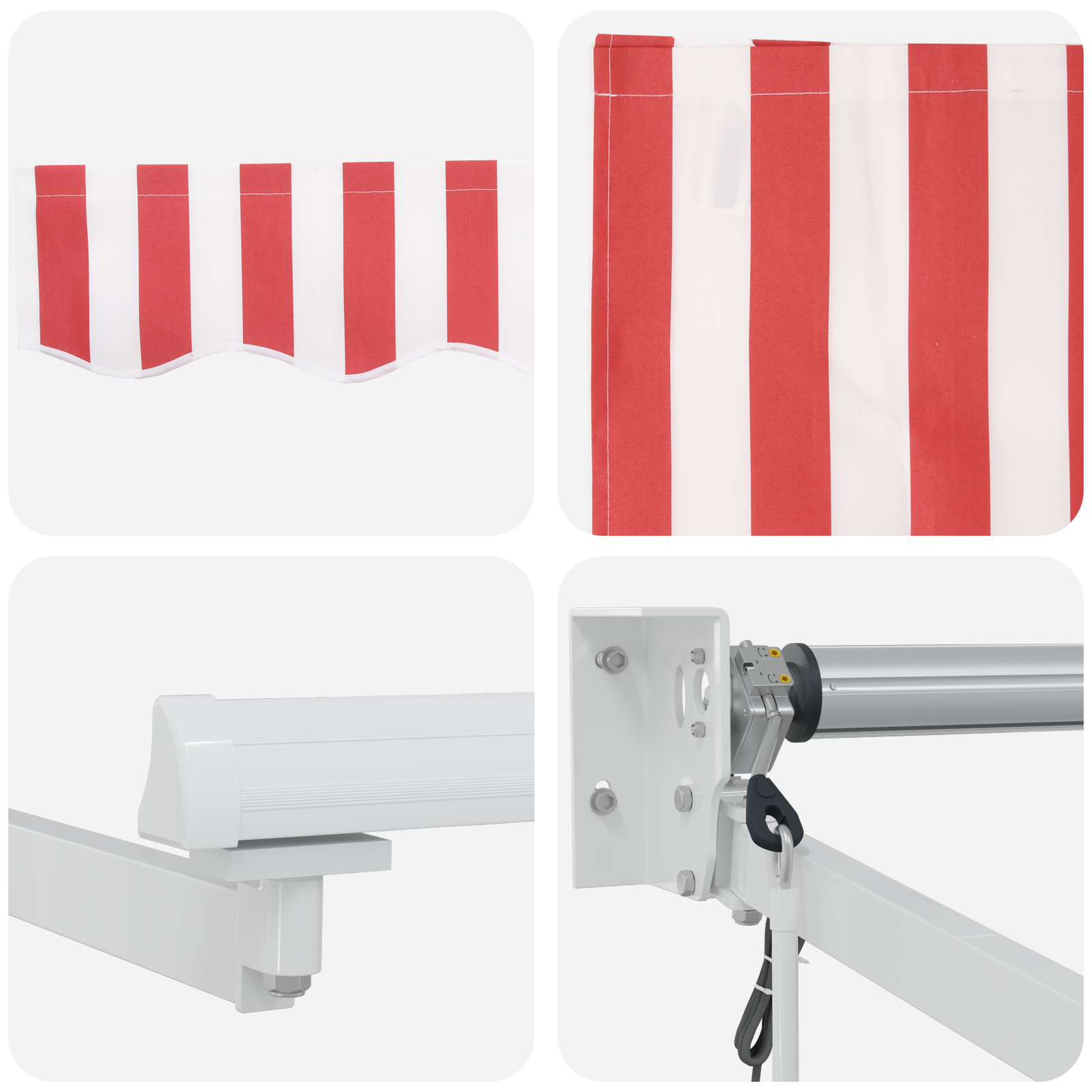 Automatic Retractable Awning Red and White Stripe 500x300 cm - Image 8