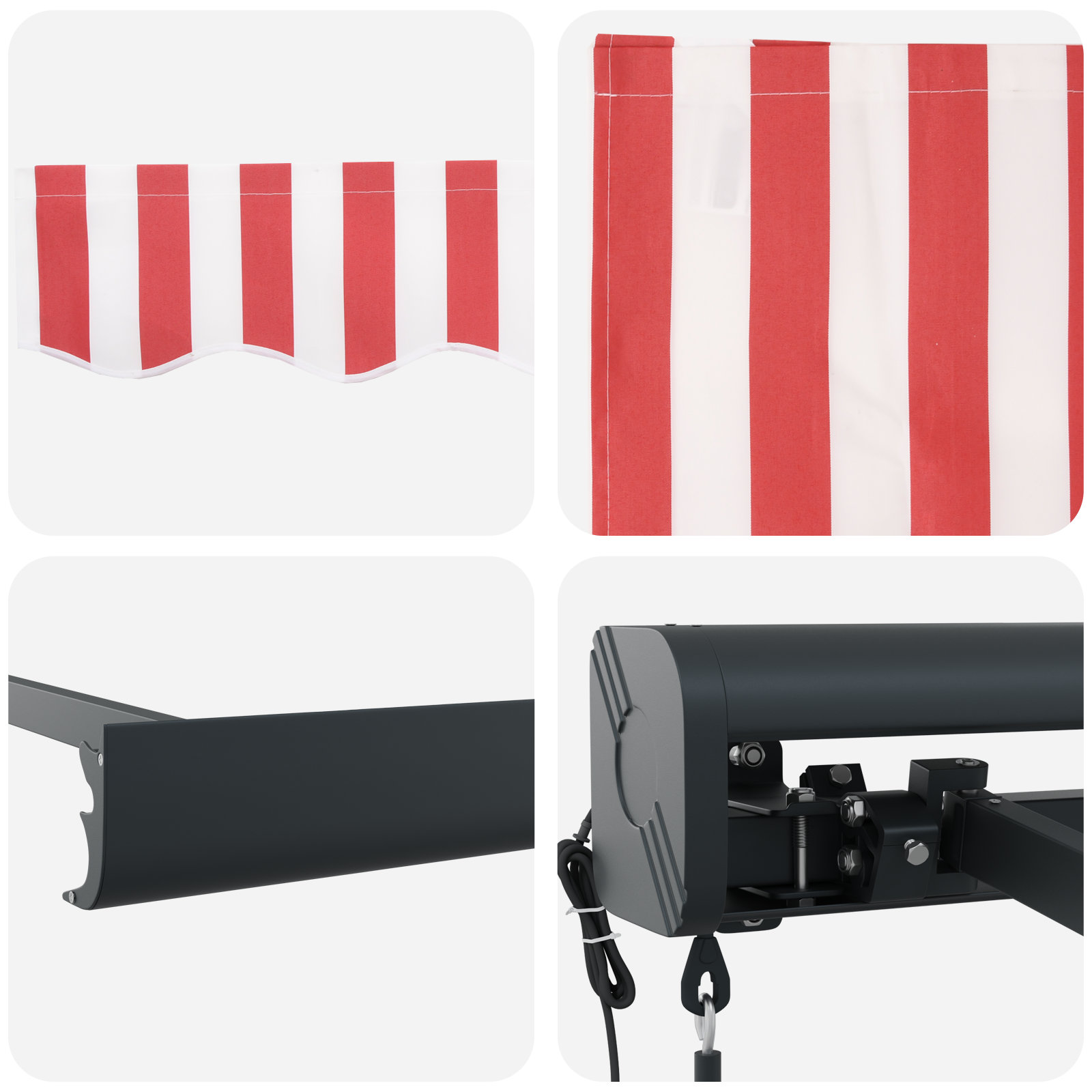 Automatic Retractable Awning Red and White Stripe 500x300 cm - Image 8