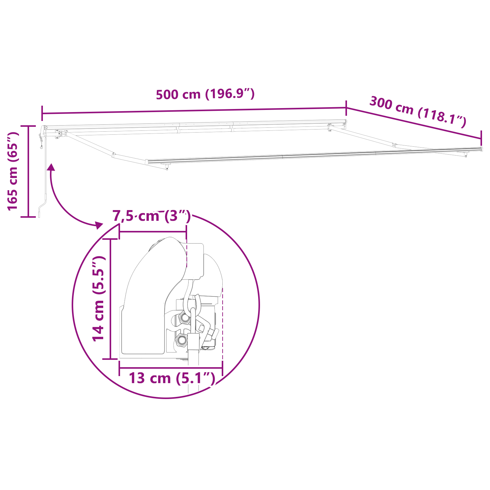 Automatic Retractable Awning Multicolour Stripe 500x300 cm - Image 11