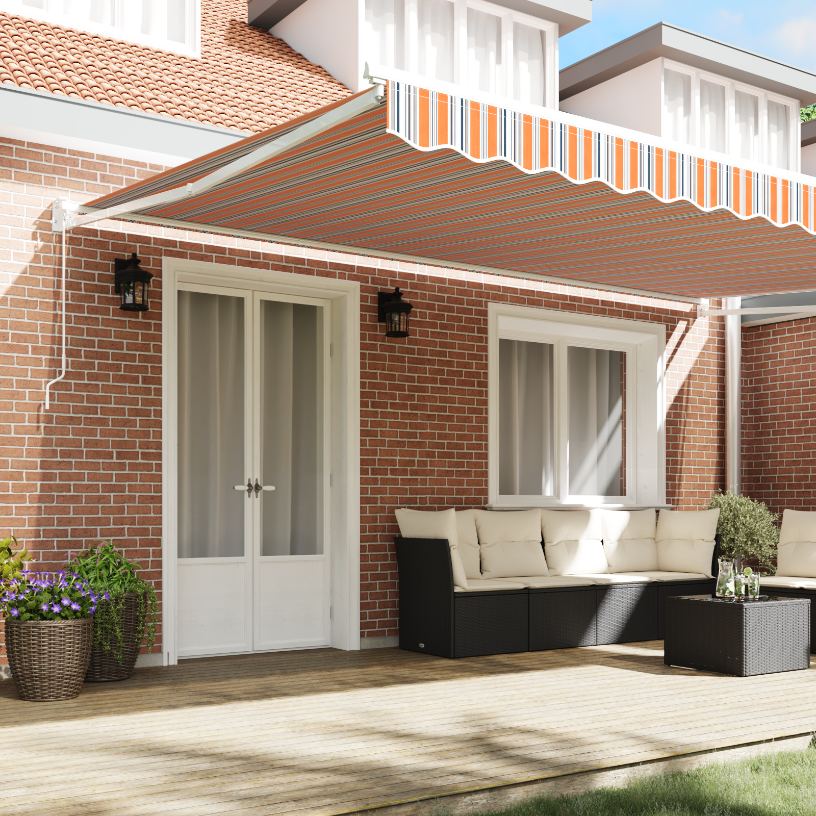 Manual Retractable Awning Multicolour Stripe 500x300 cm - Image 3