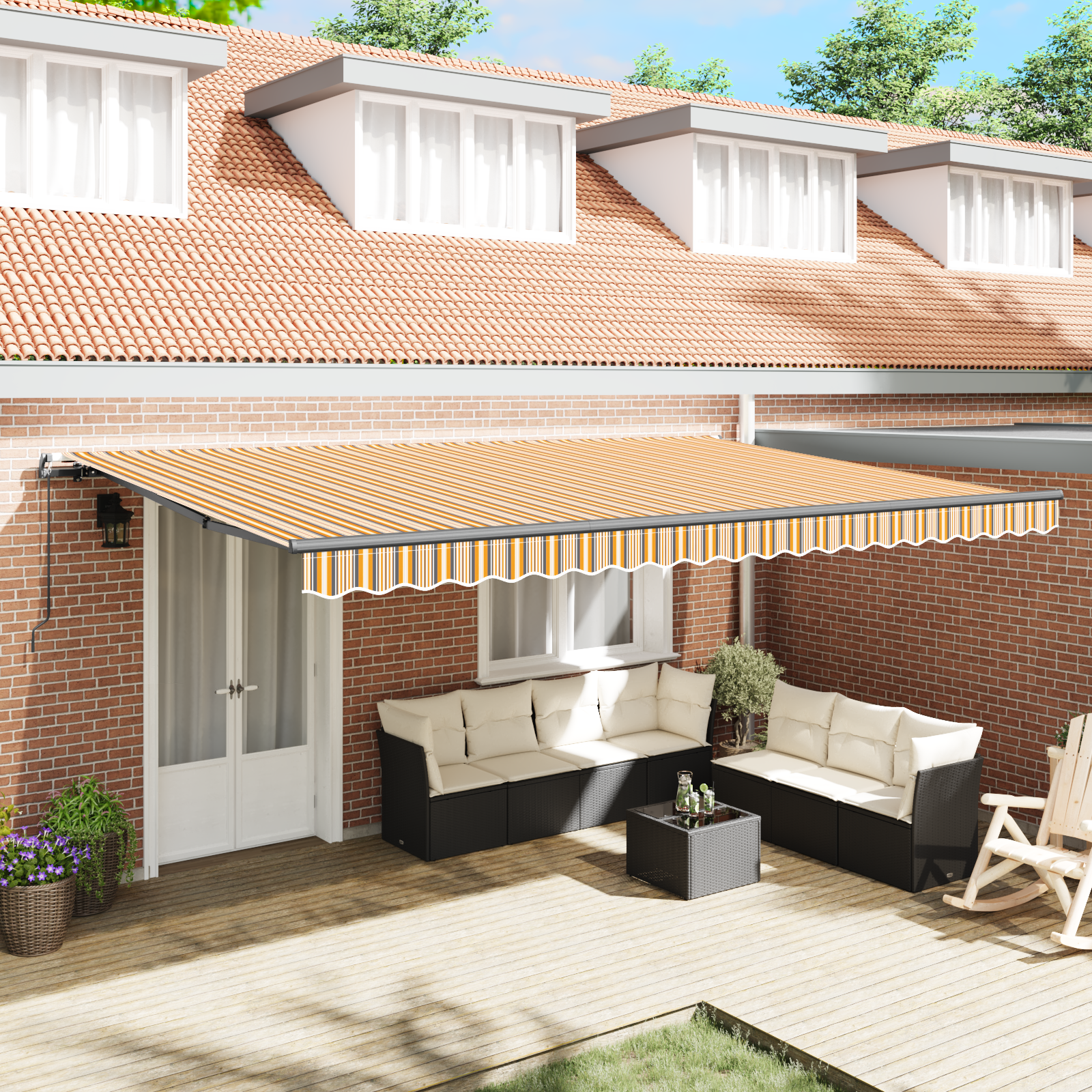 Handmatige Inklapbare Luifel Multicolor Streep 500×300 cm