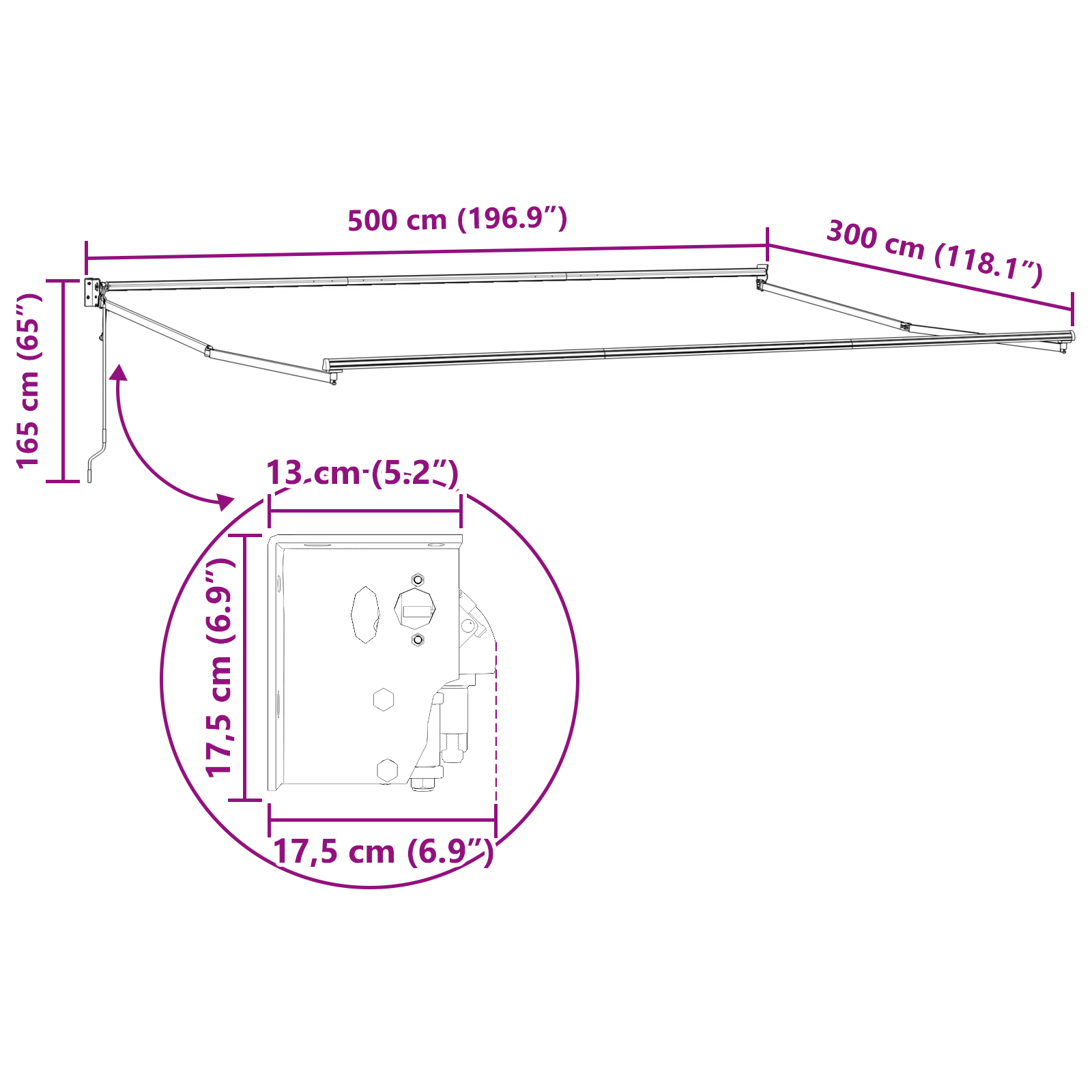 Automatische Uittrekbare Markies Meerkleurig Gestreept 500x300 cm image 12
