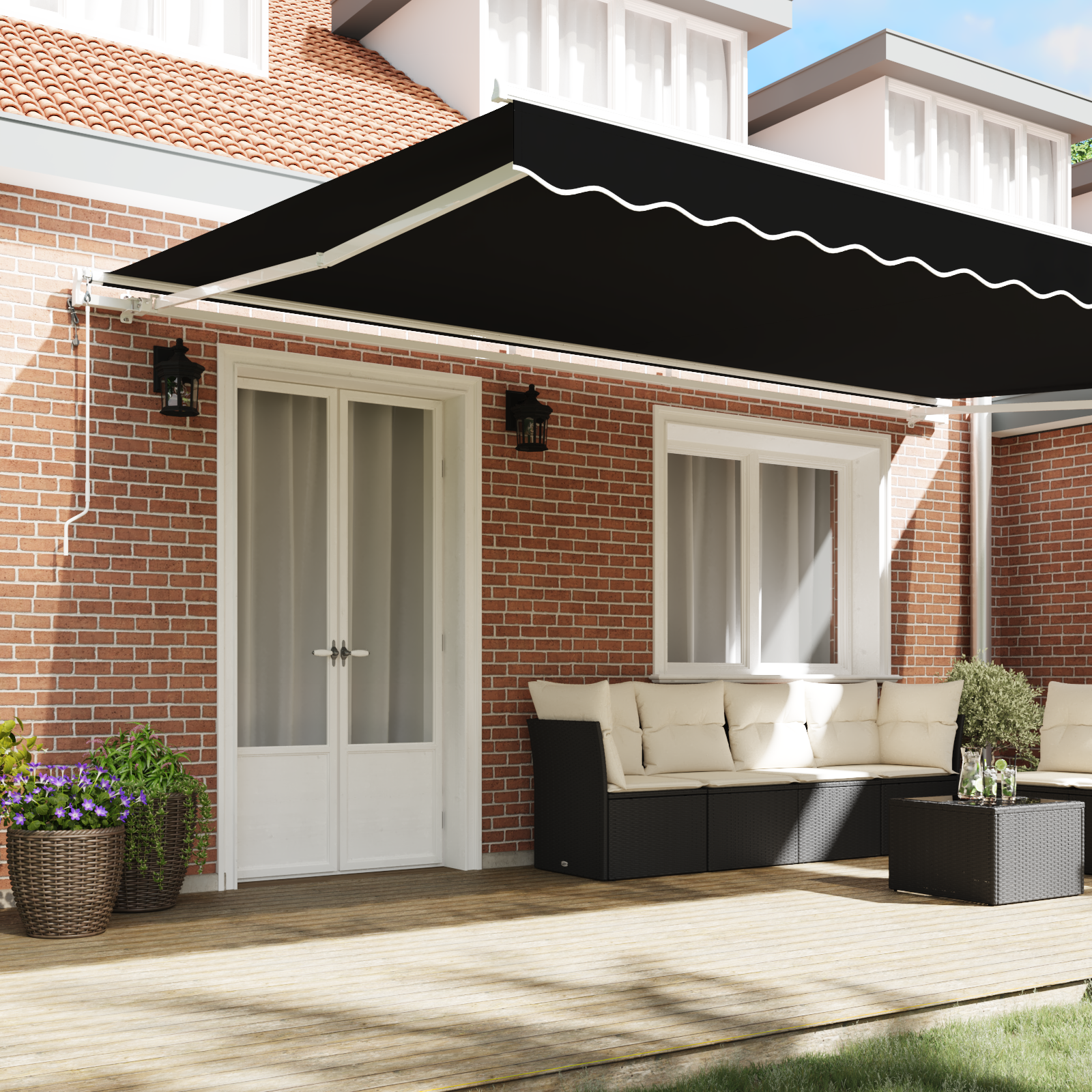 Behúzható napellenző Fekete 500 × 300 cm szövet
