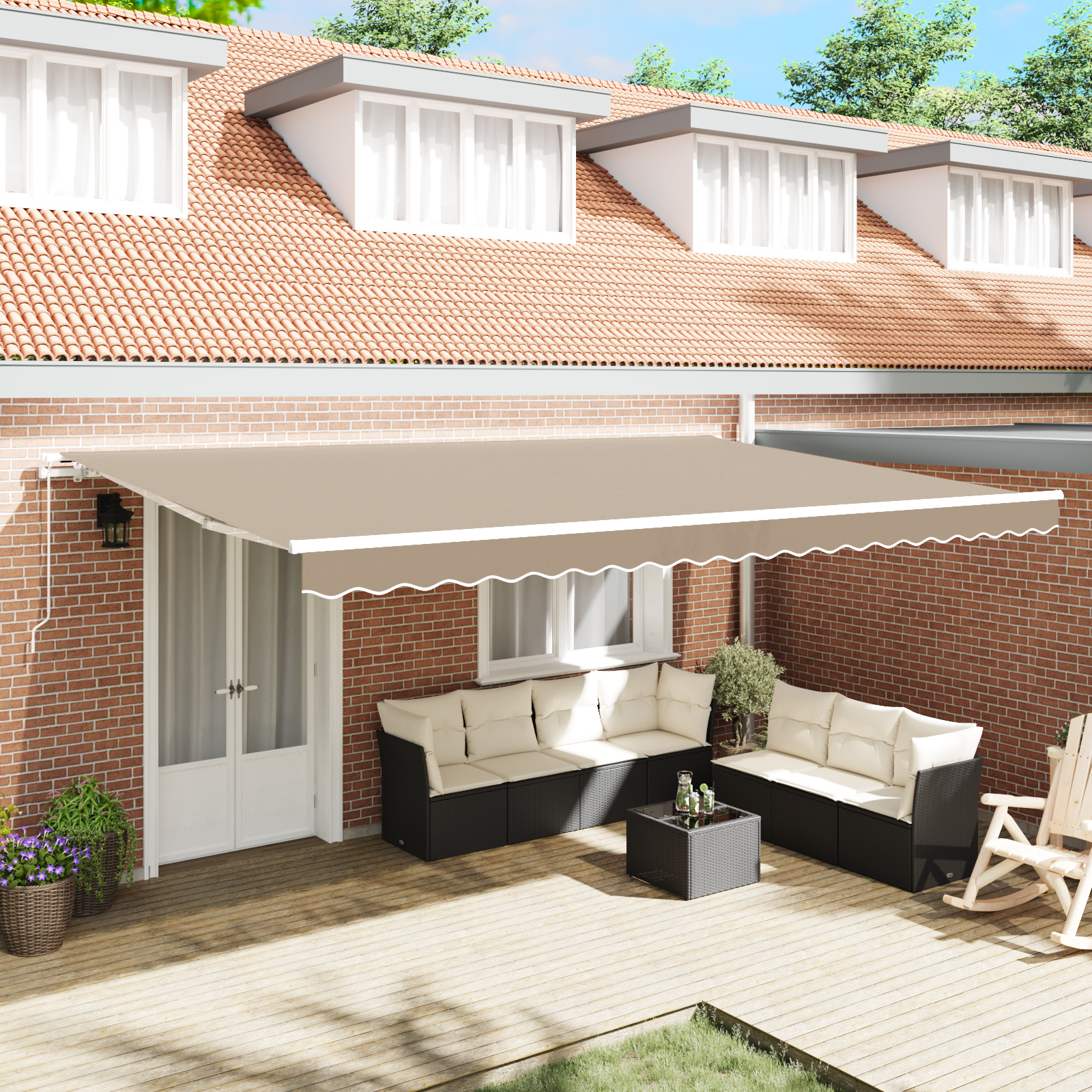Manual Retractable Awning Beige 500x300 cm