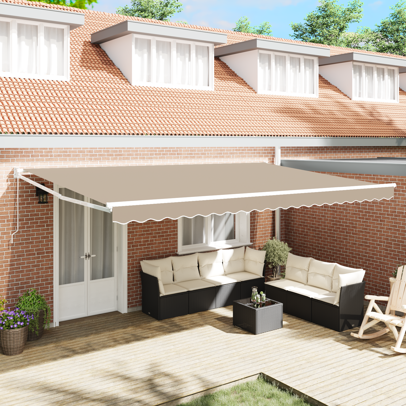 Manual Retractable Awning Beige 500x300 cm