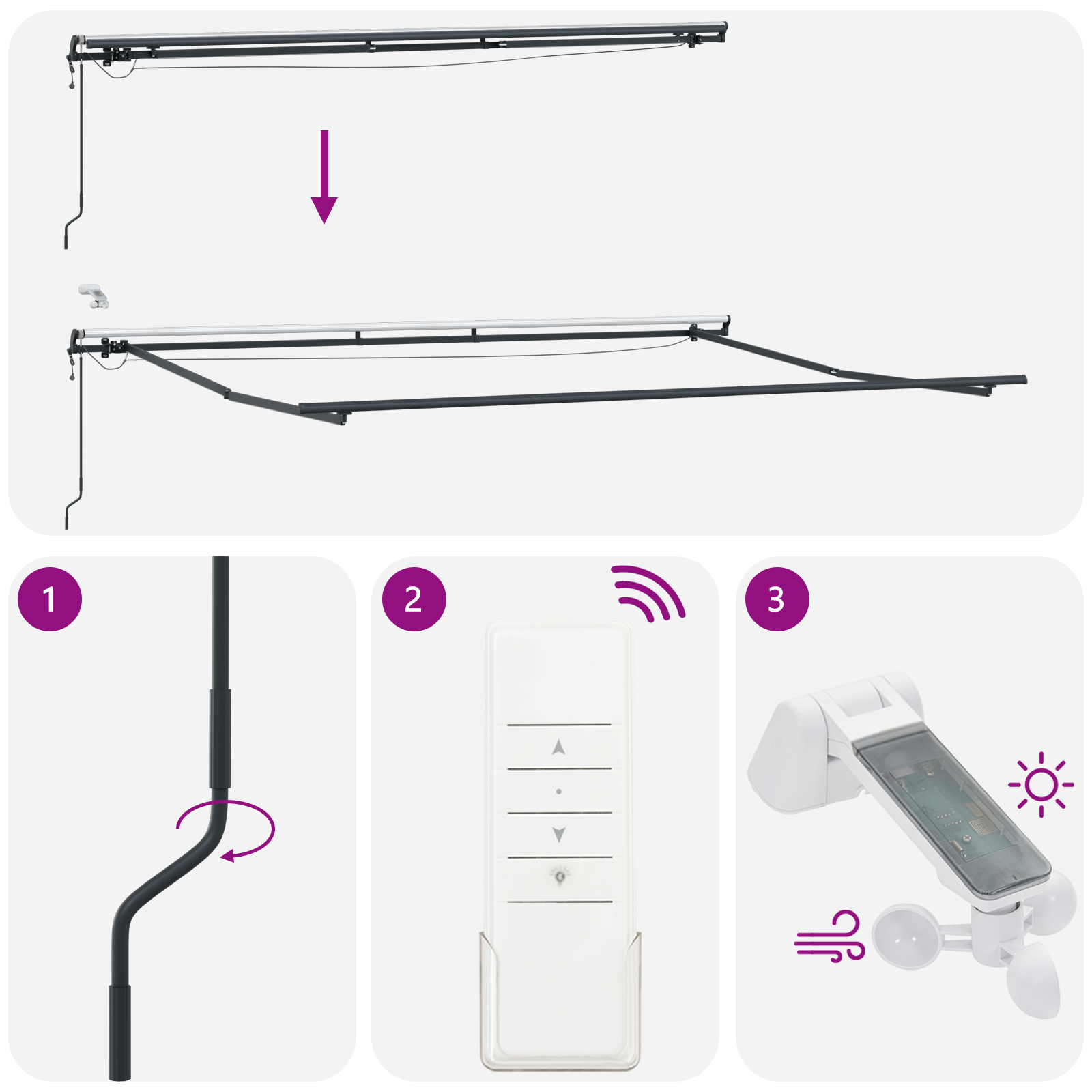 Automatische Einziehbare Markise mit LED Weiß 500x300 cm - Garten & balkon - Your Garden Eden