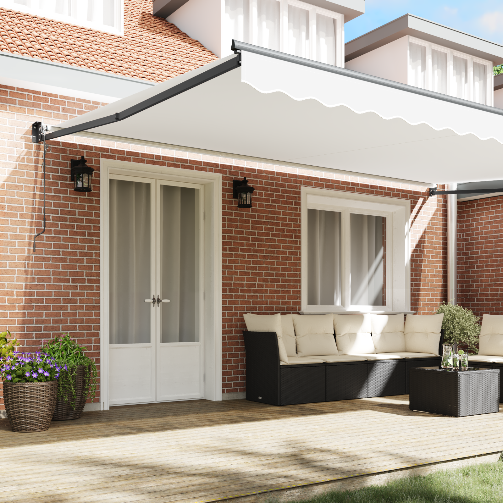 Automatische Einziehbare Markise Weiß 500x300 cm - Garten & balkon - Your Garden Eden