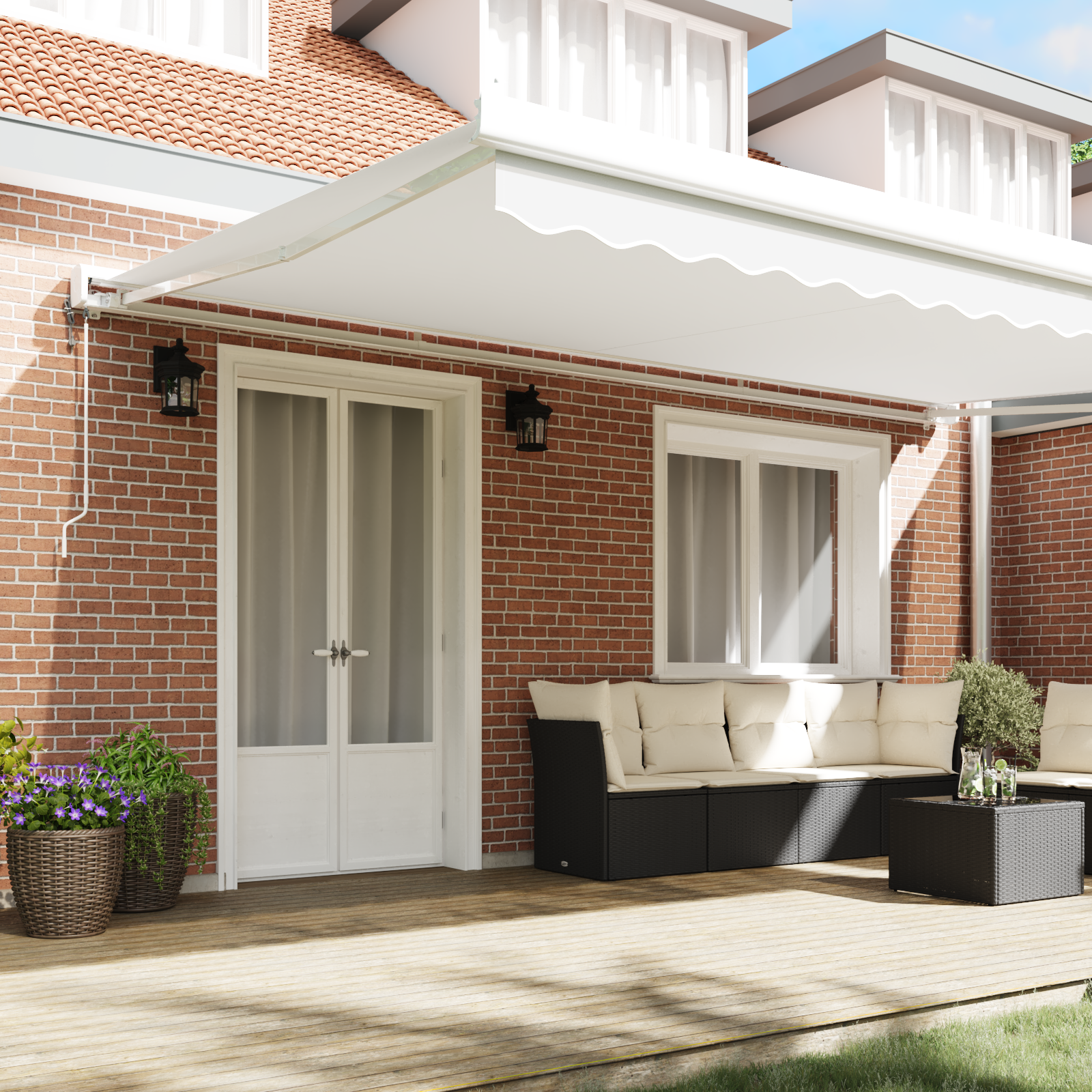 Automatische einziehbare Markise Weiß 500x300 cm - Garten & balkon - Your Garden Eden