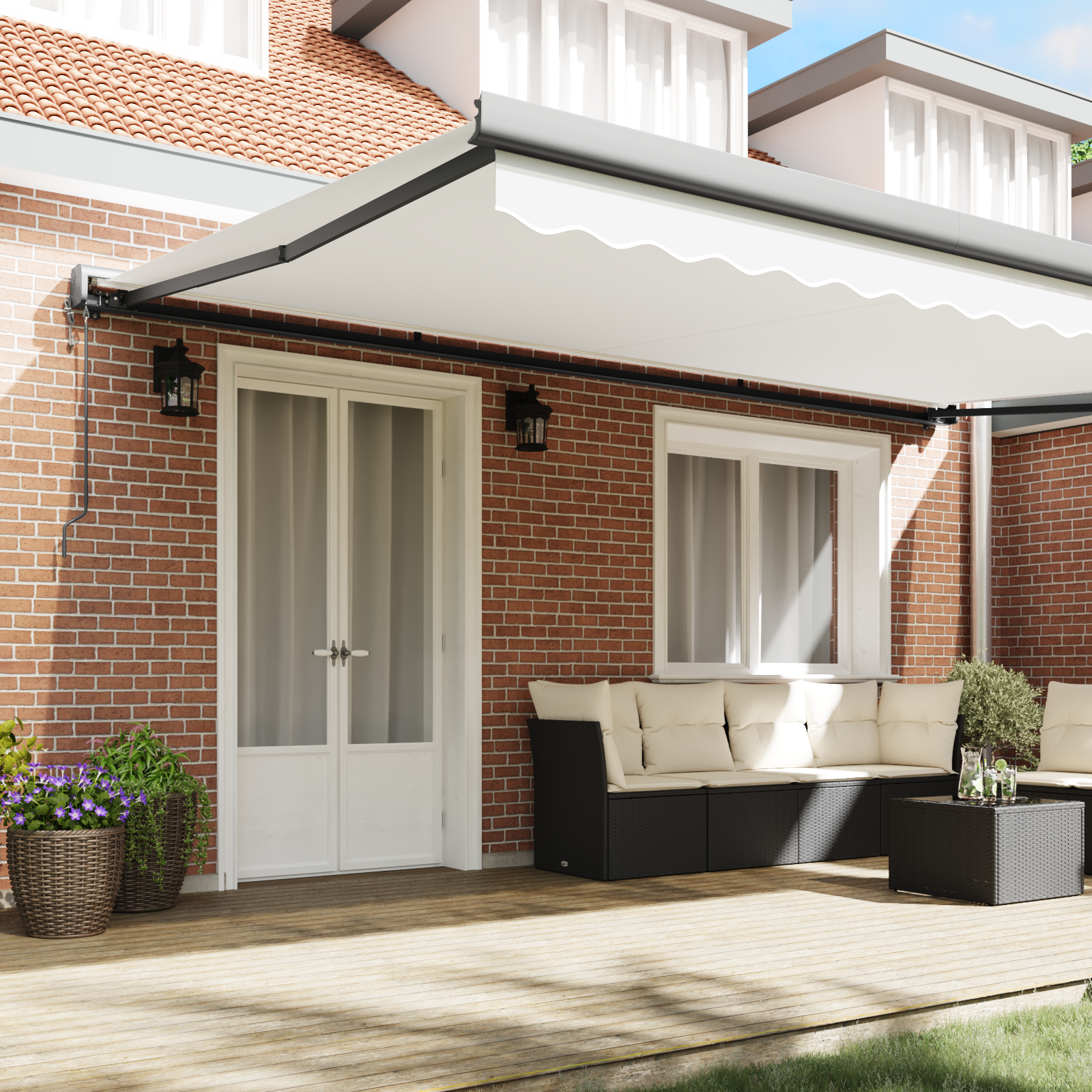 Automatische einziehbare Markise Weiß 500x300 cm - Garten & balkon - Your Garden Eden