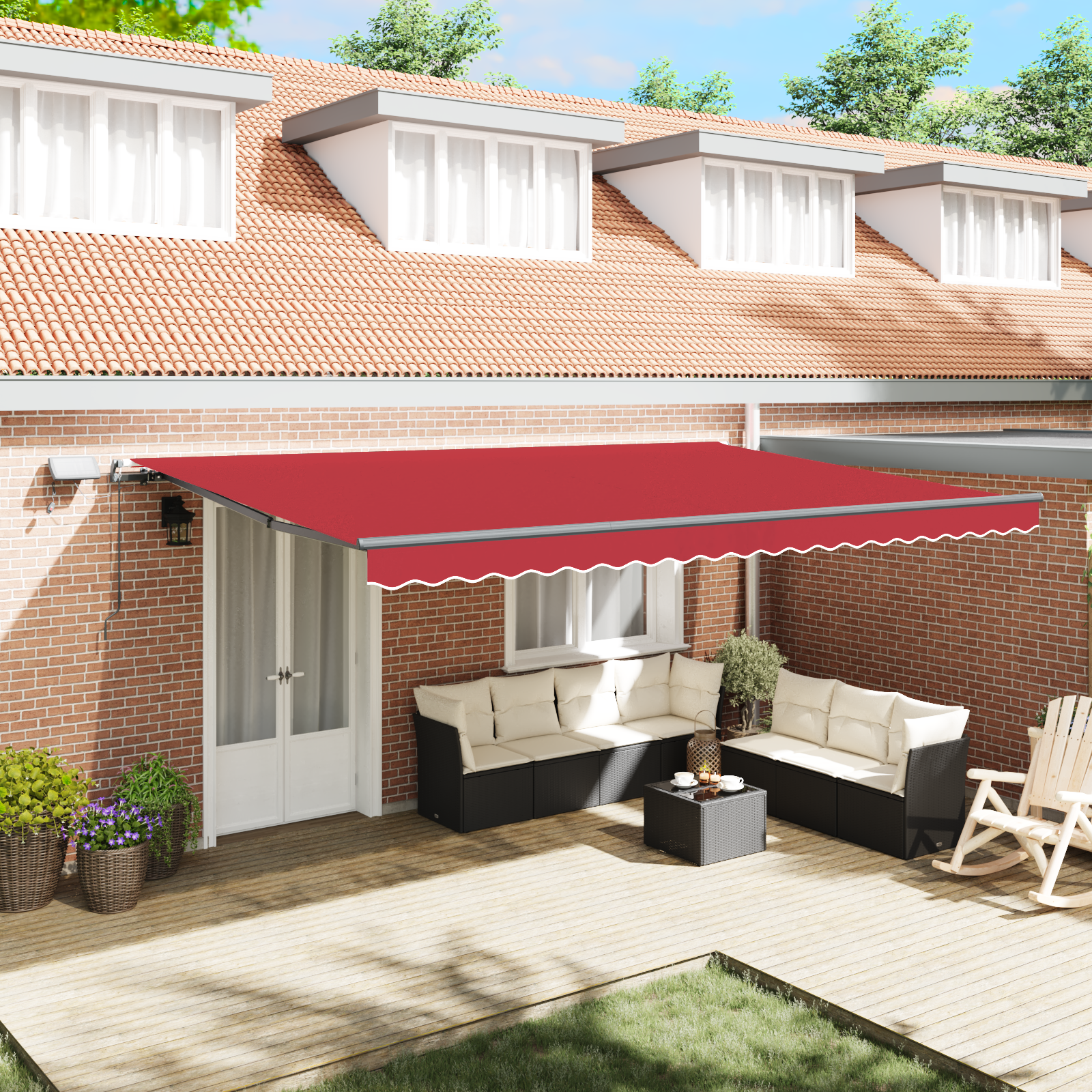 Handmatige Inklapbare Luifel met LED Rood 500×300 cm
