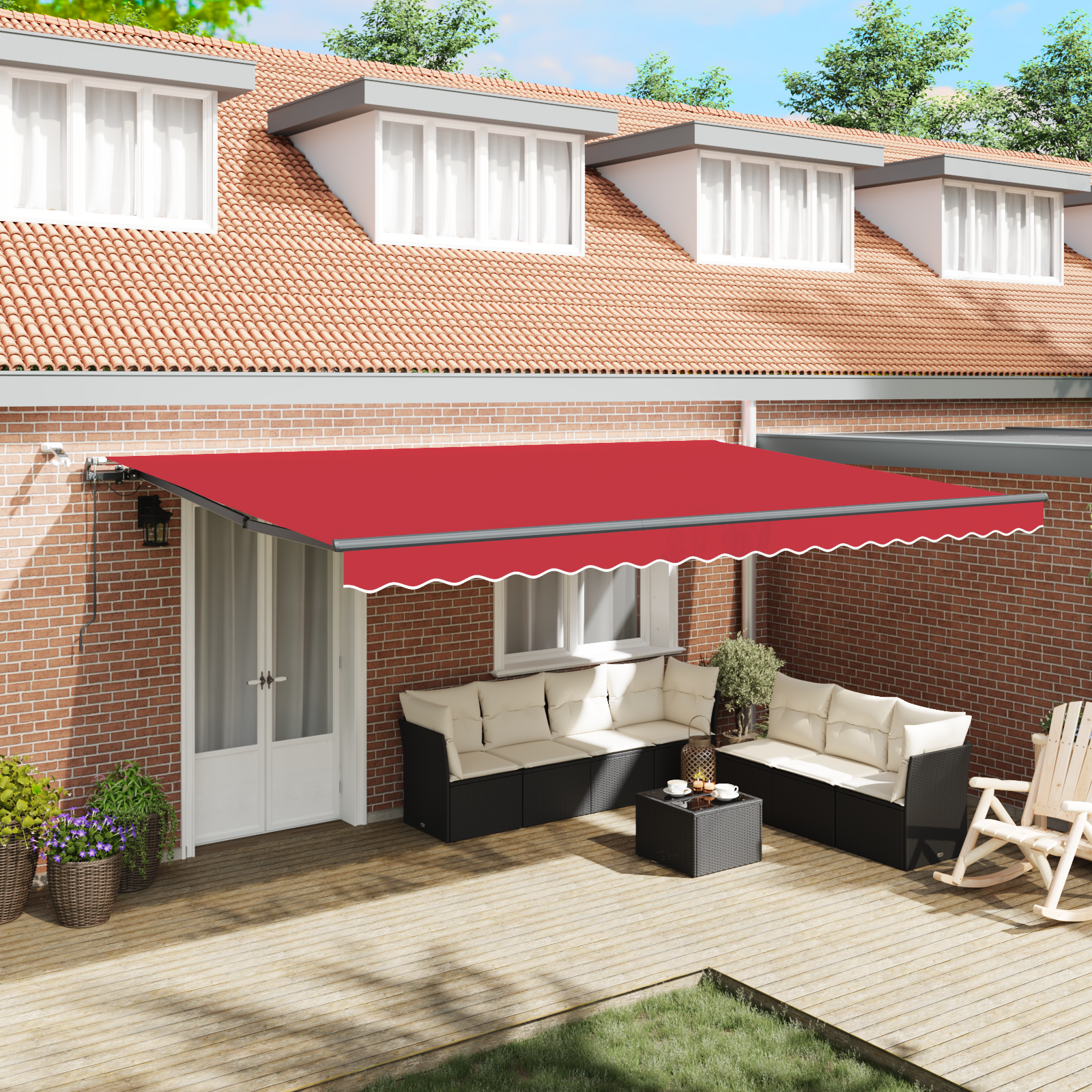 Automatische Inklapbare Luifel met LED Rood 500×300 cm
