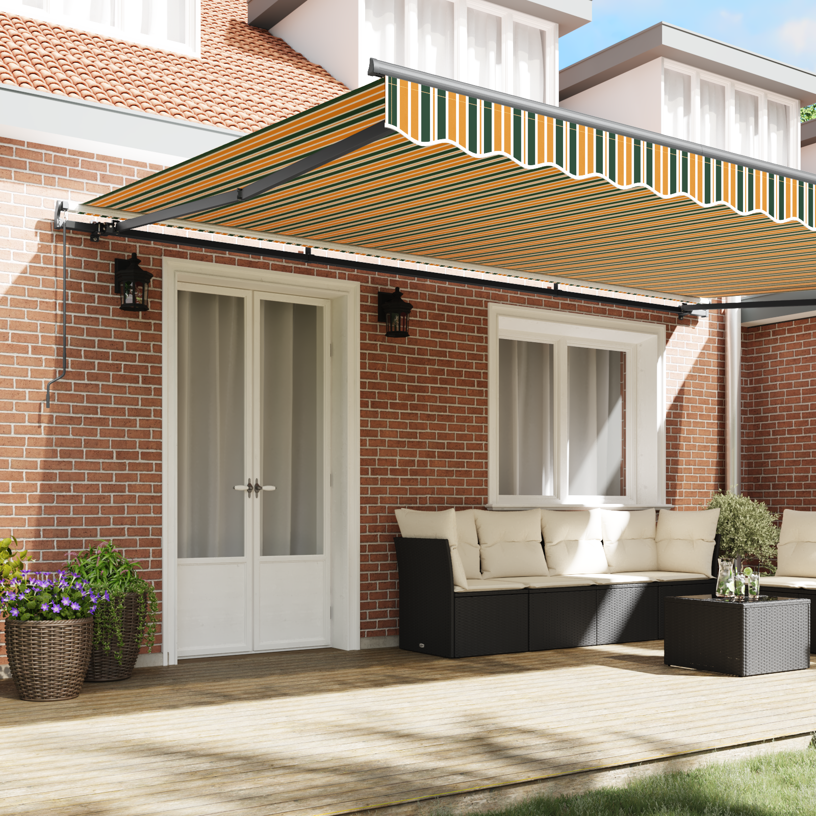 Manual Retractable Awning Green and Yellow 500x300 cm - Image 3