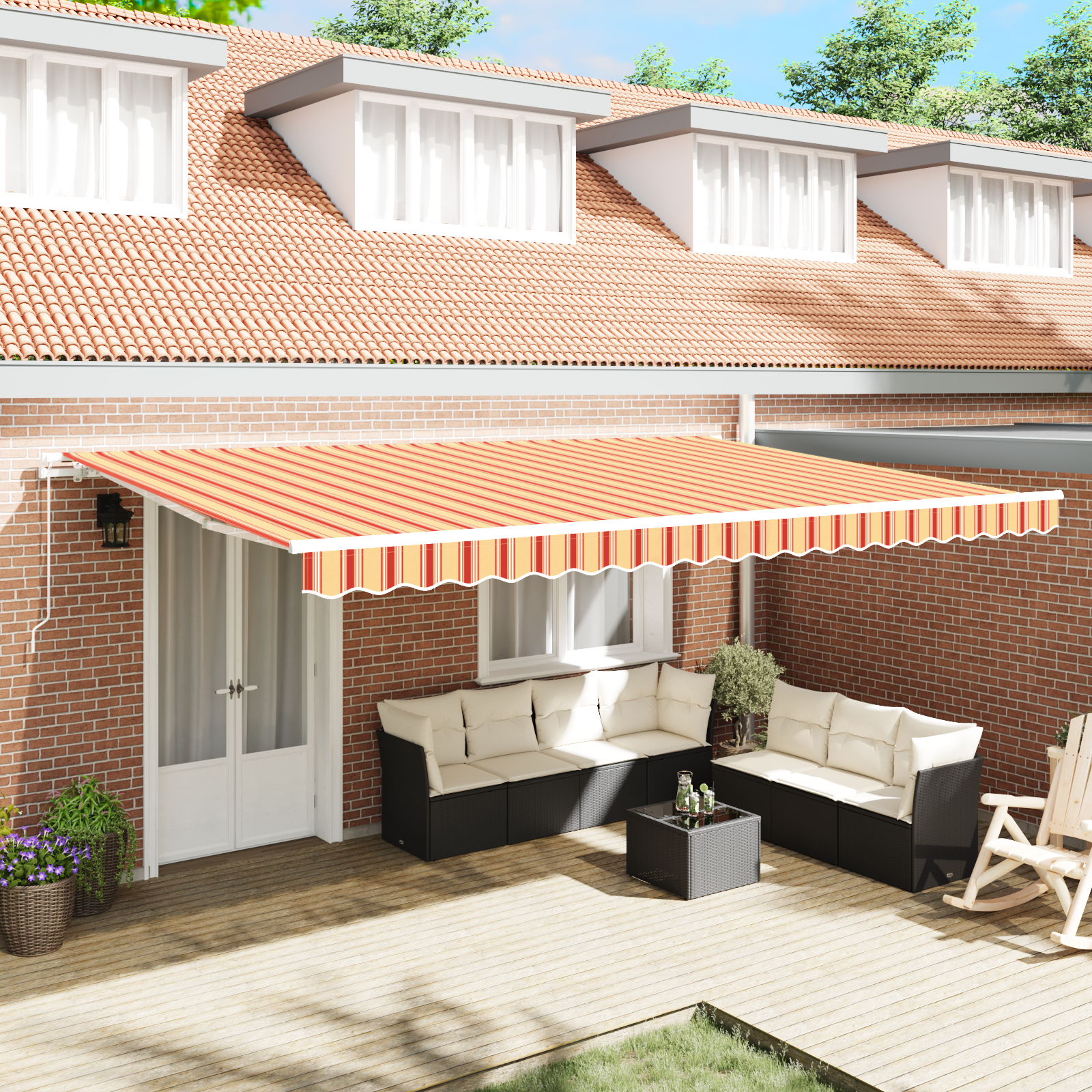 Handmatige Inklapbare Luifel in Geel en Oranje 500×350 cm