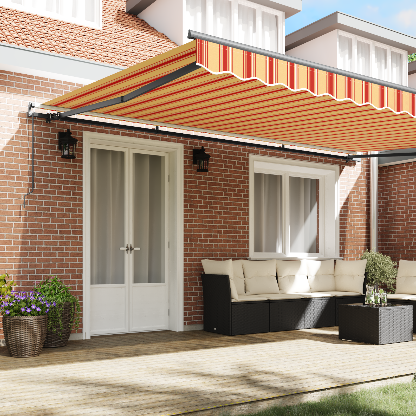 Manual Retractable Awning Yellow and Orange 500x350 cm - Image 3
