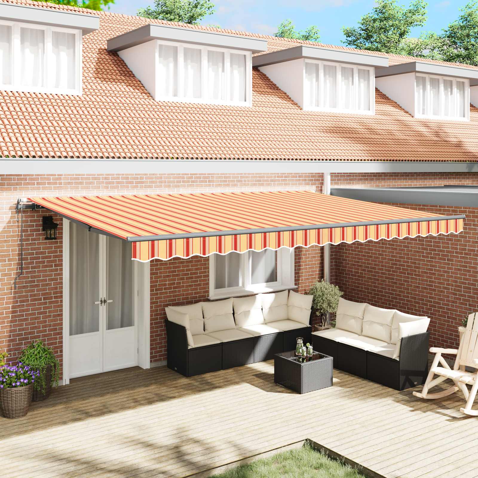 Automatische Inklapbare Luifel Geel en Oranje 500×350 cm