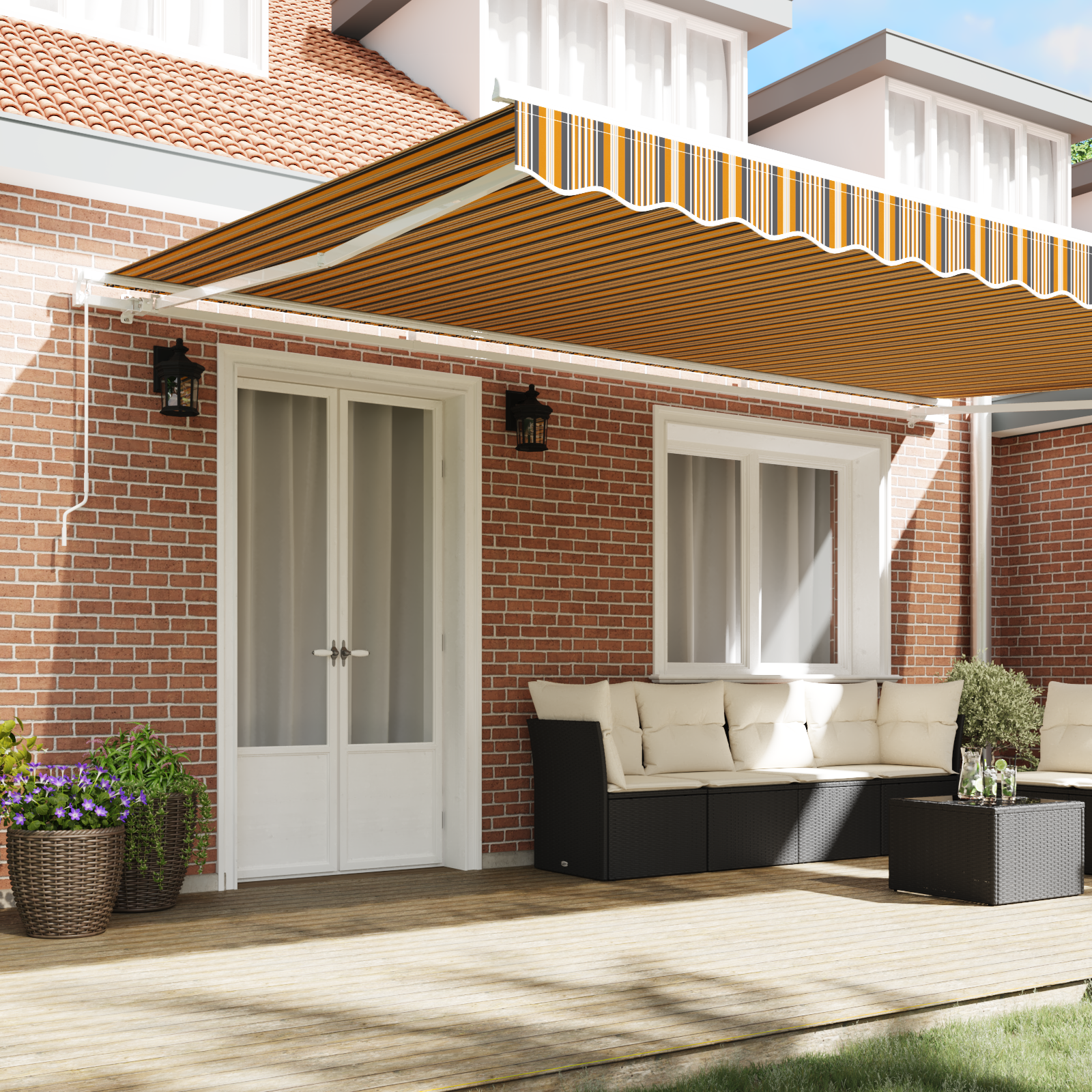 Manual Retractable Awning Multi-colour Stripe 500x350 cm - Image 3