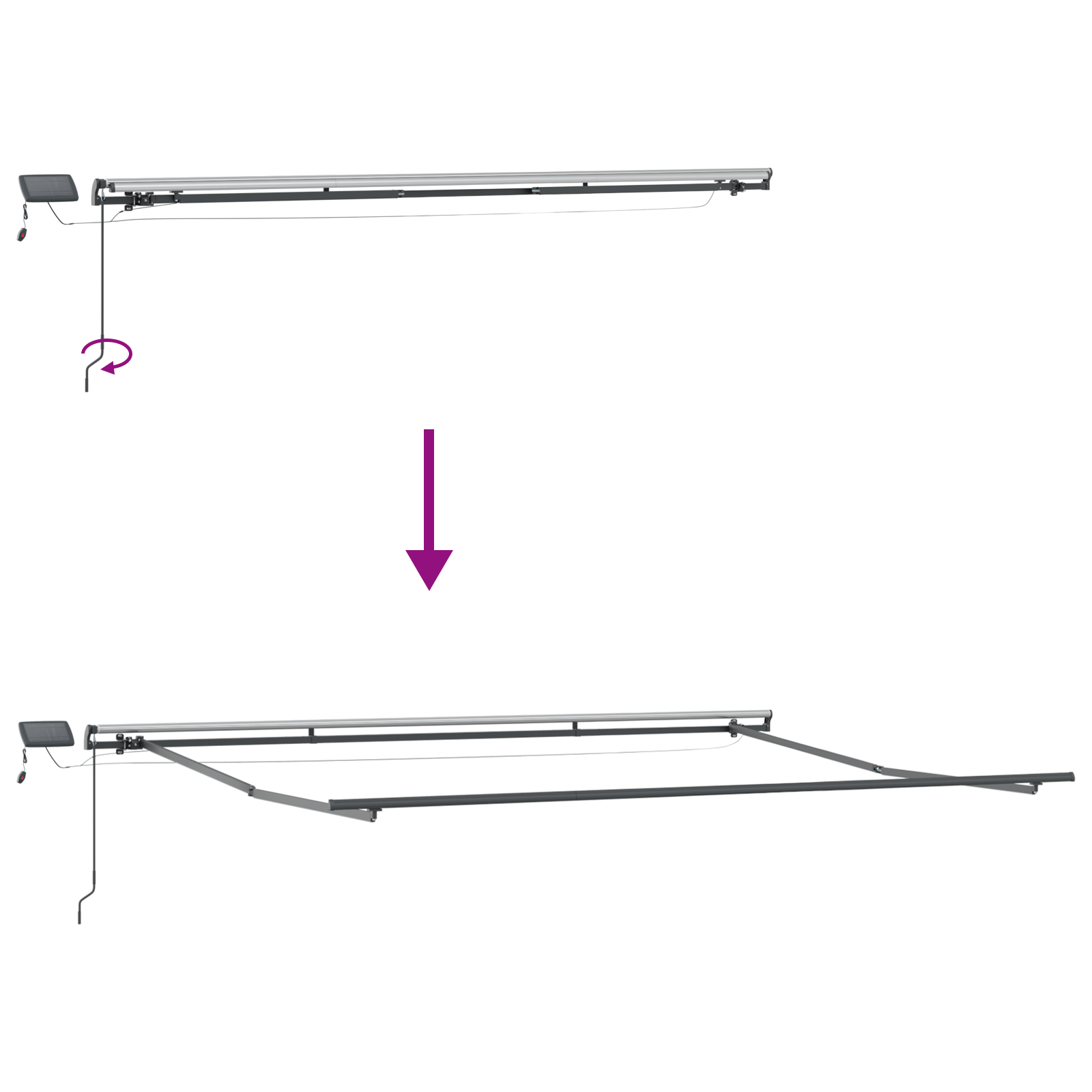 Manual Retractable Awning with LED Black 500x350 cm - Image 10