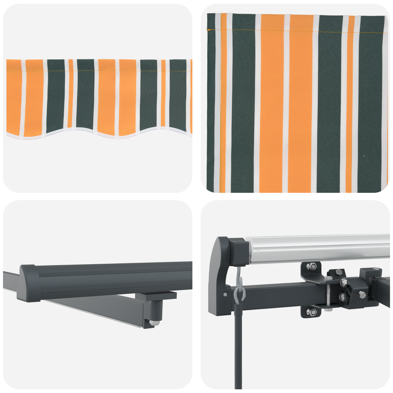 Manual Retractable Awning with LED Green and Yellow 500x350 cm - Image 8