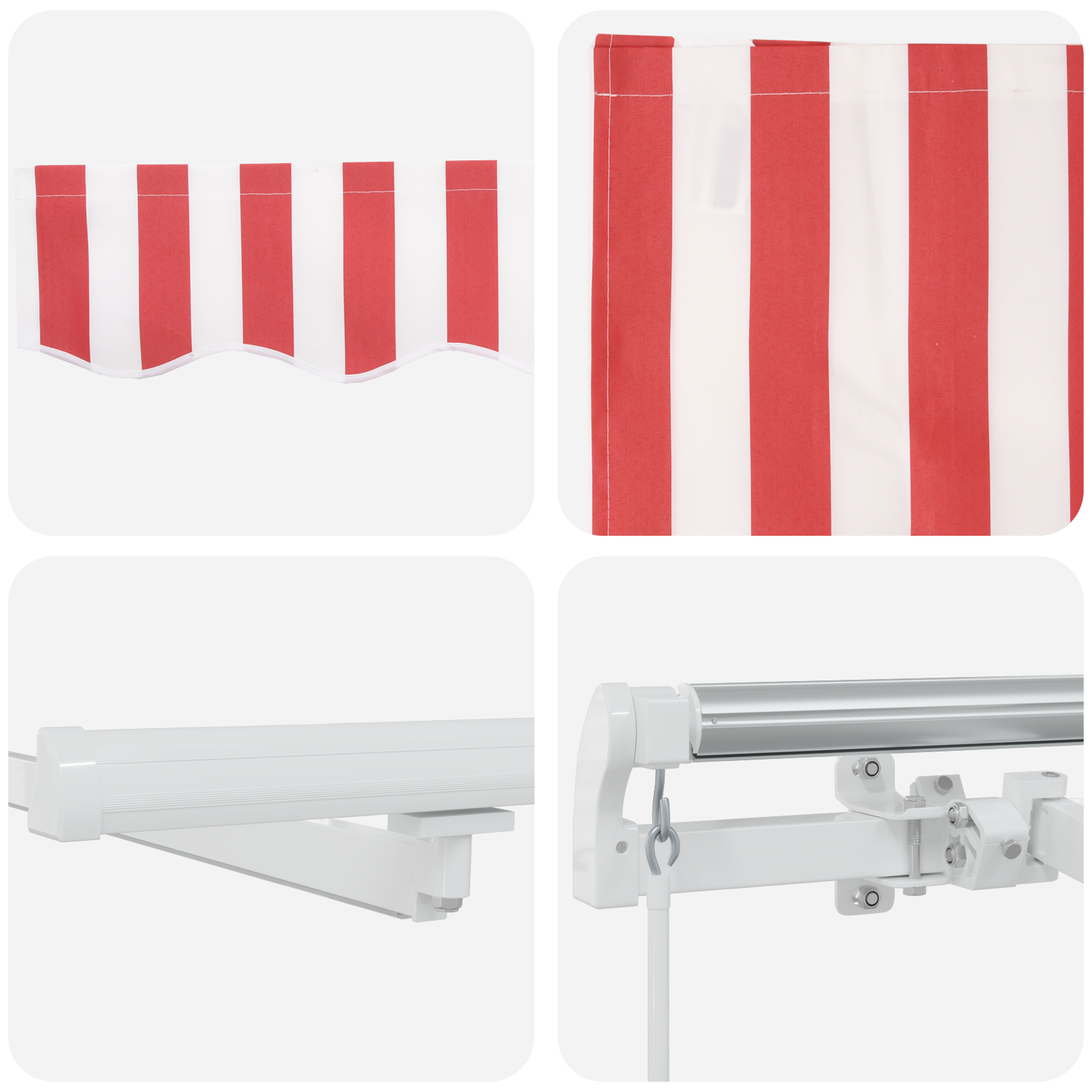 Inklapbaar Zonnescherm Rood en Wit 600 × 300 cm Stof en Staal image 9