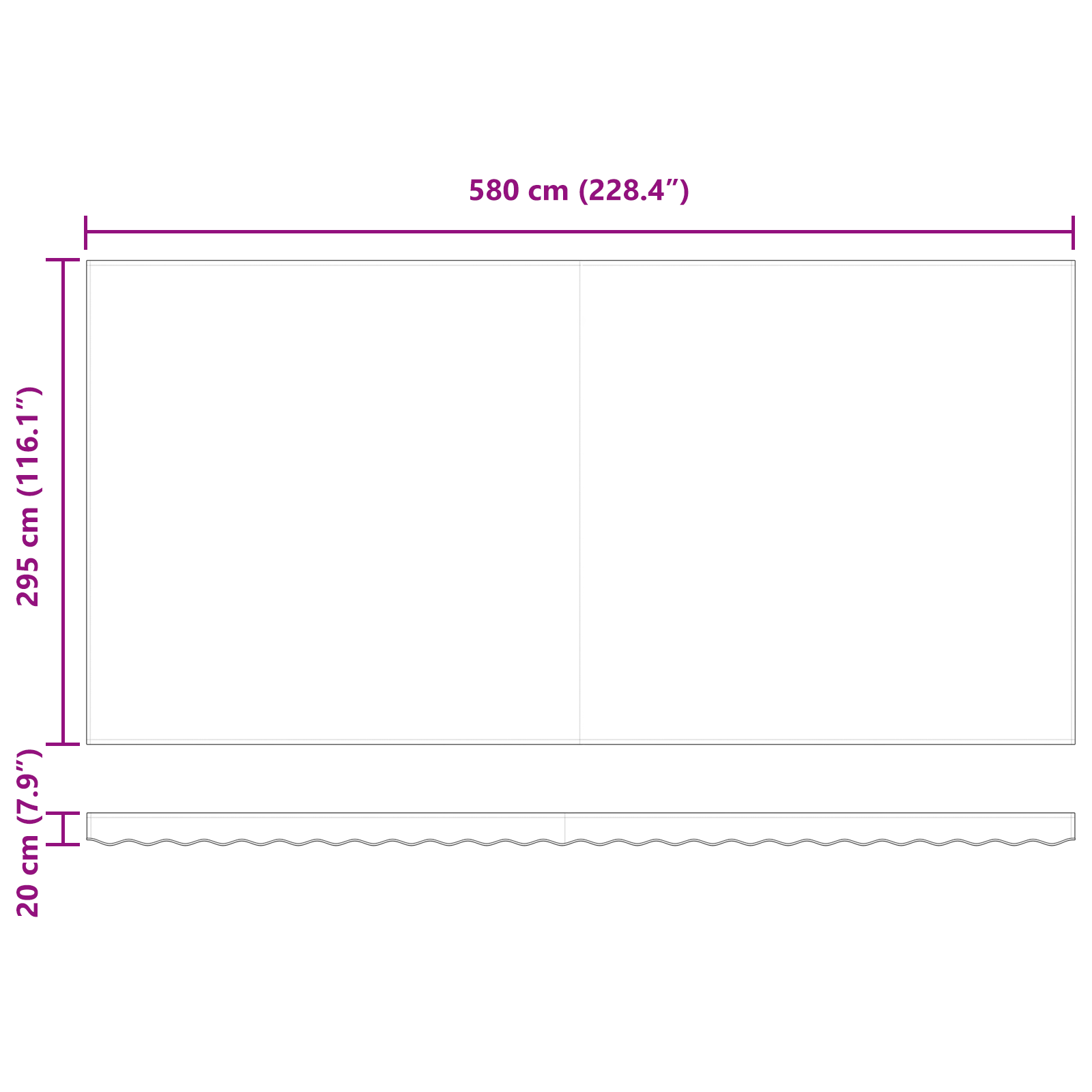 Inklapbaar Zonnescherm Rood en Wit 600 × 300 cm Stof en Staal image 11