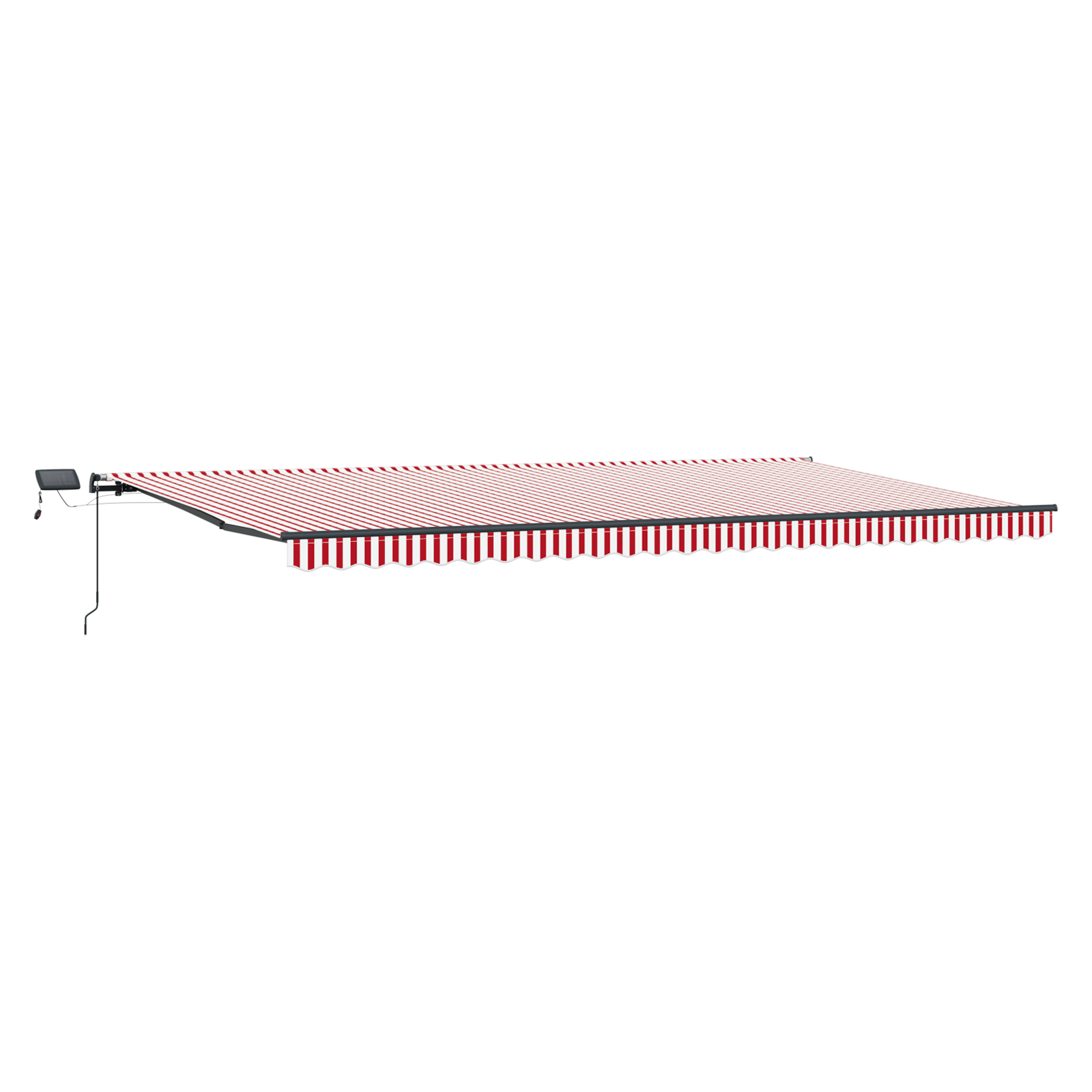 Inklapbaar Zonnescherm Rood en wit 600 ×300 cm Stof image 4