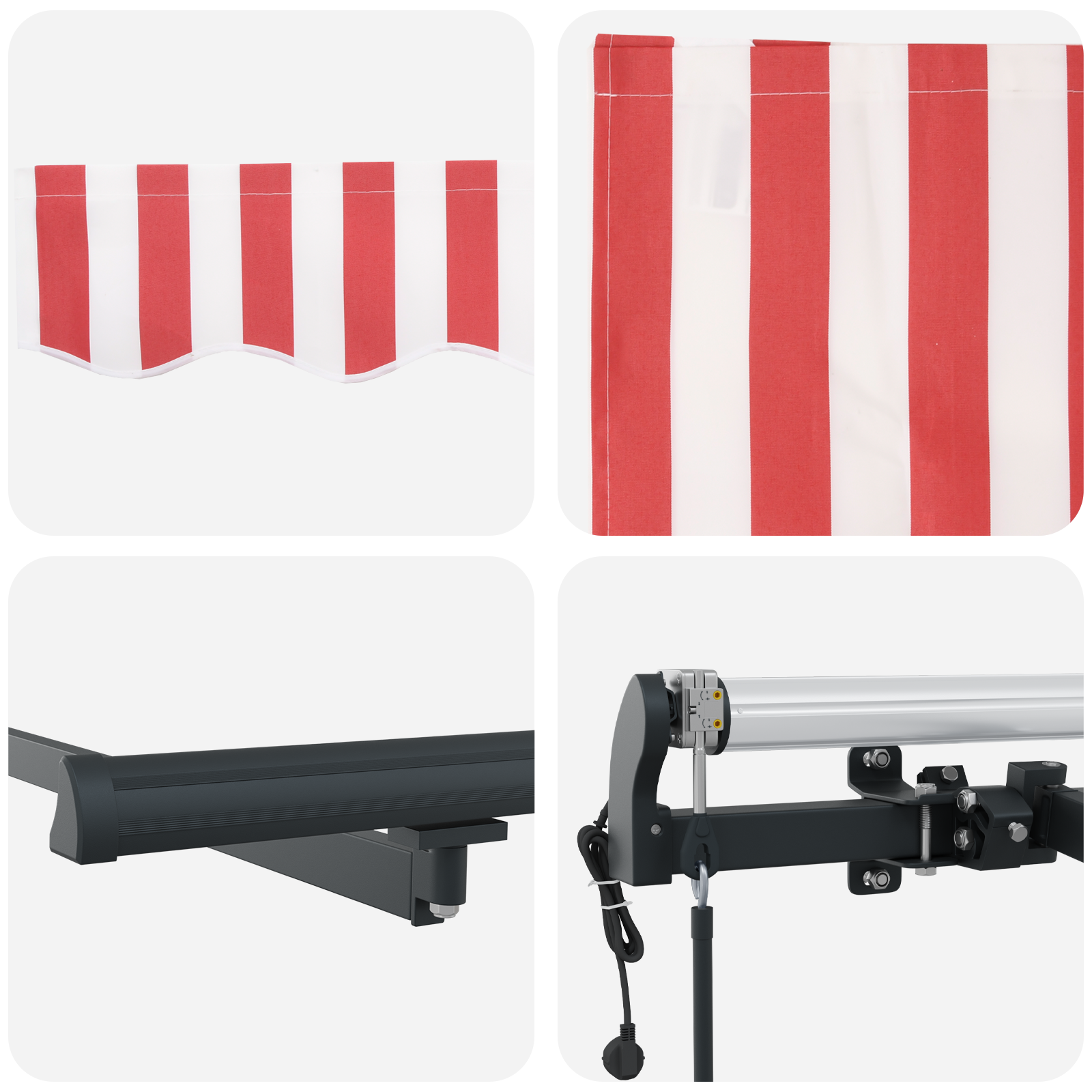 Inklapbaar Zonnescherm Rood en Wit 600 × 300 cm image 8