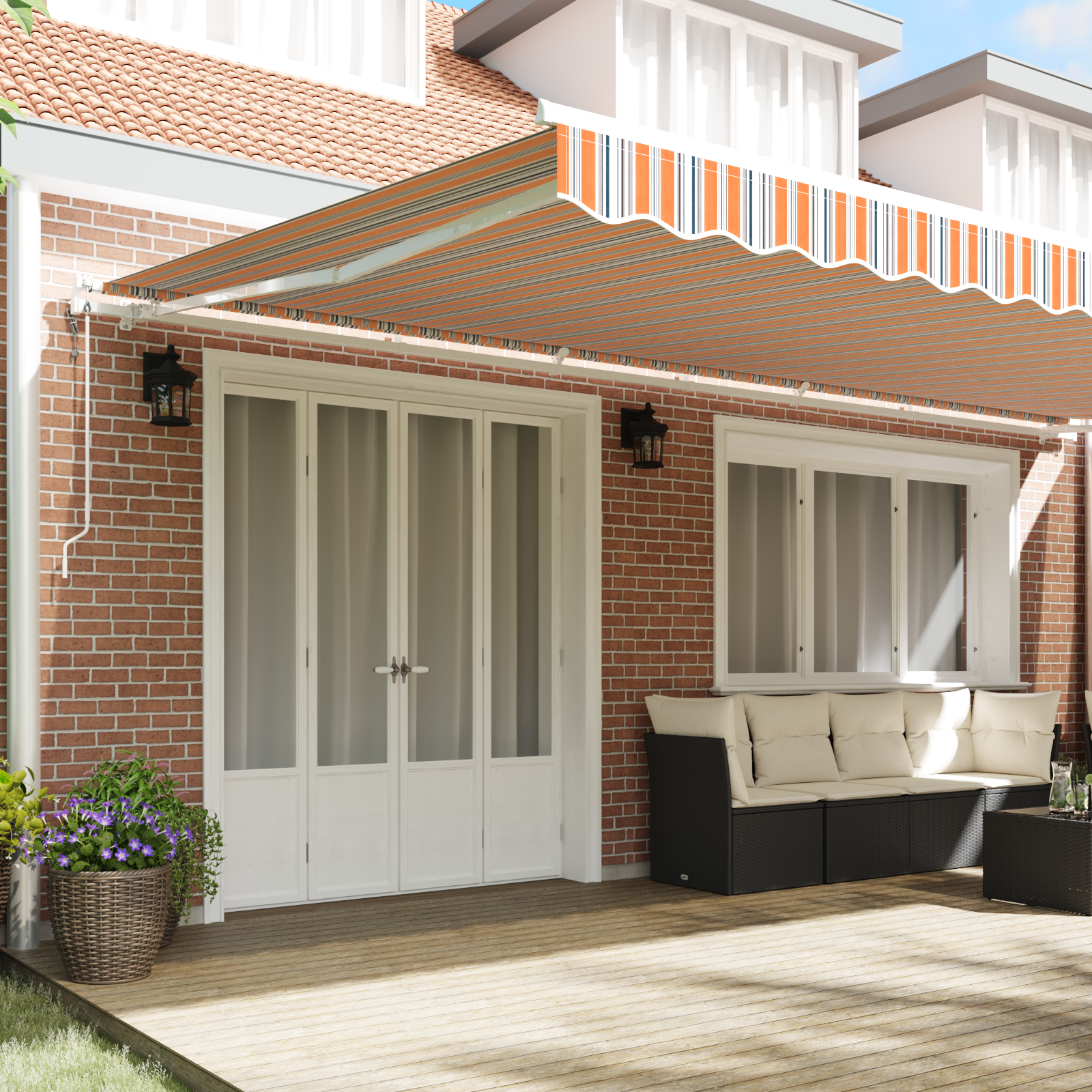 Automatische Inklapbare Luifel met Multicolor Strepen, 600x300 cm image 3