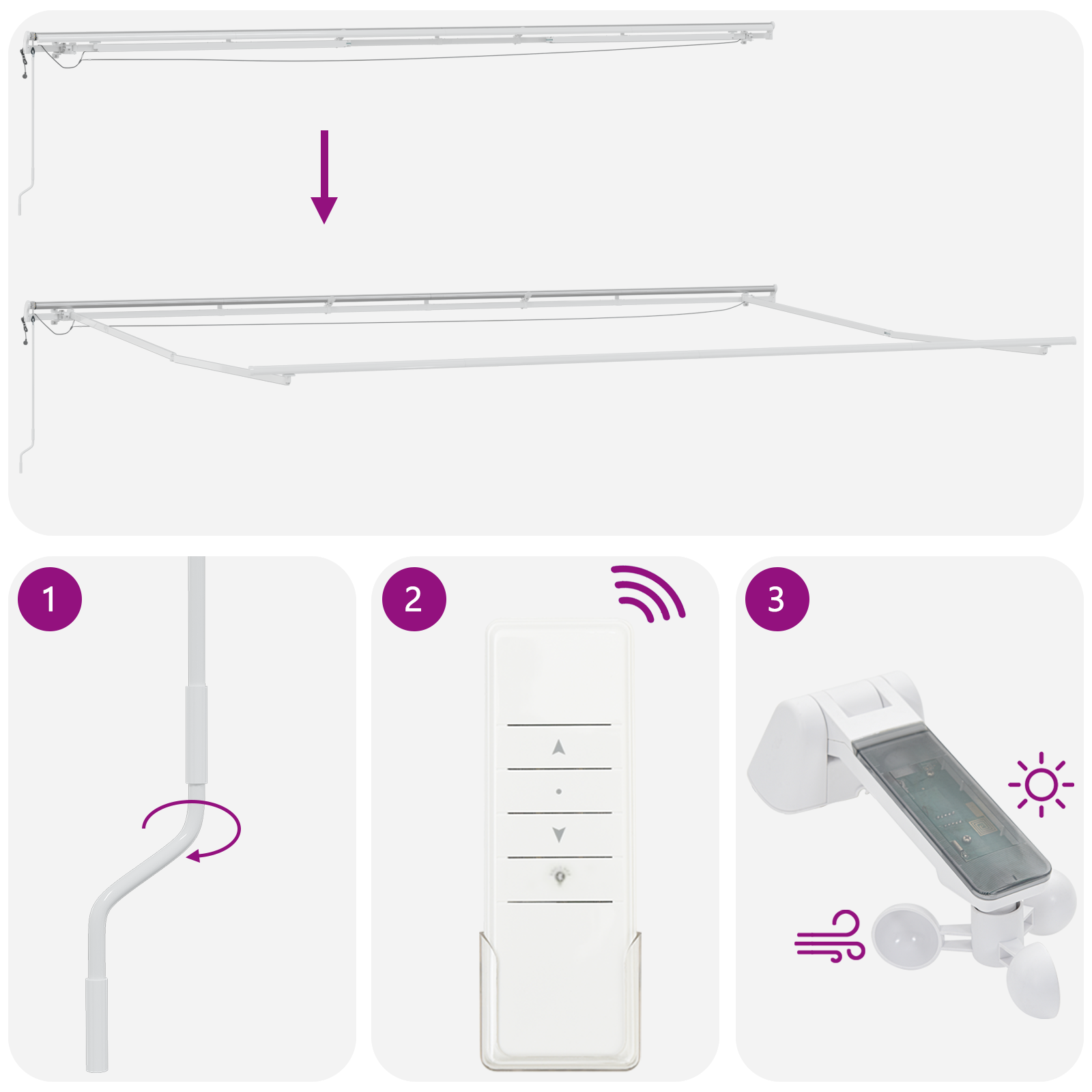 Automatisk Udtækbar Markise med LED Multifarvet Stribe 600x300 cm 11 image product%2F3331616%2FP Function 3331616 WBG Function%20%281%29 01