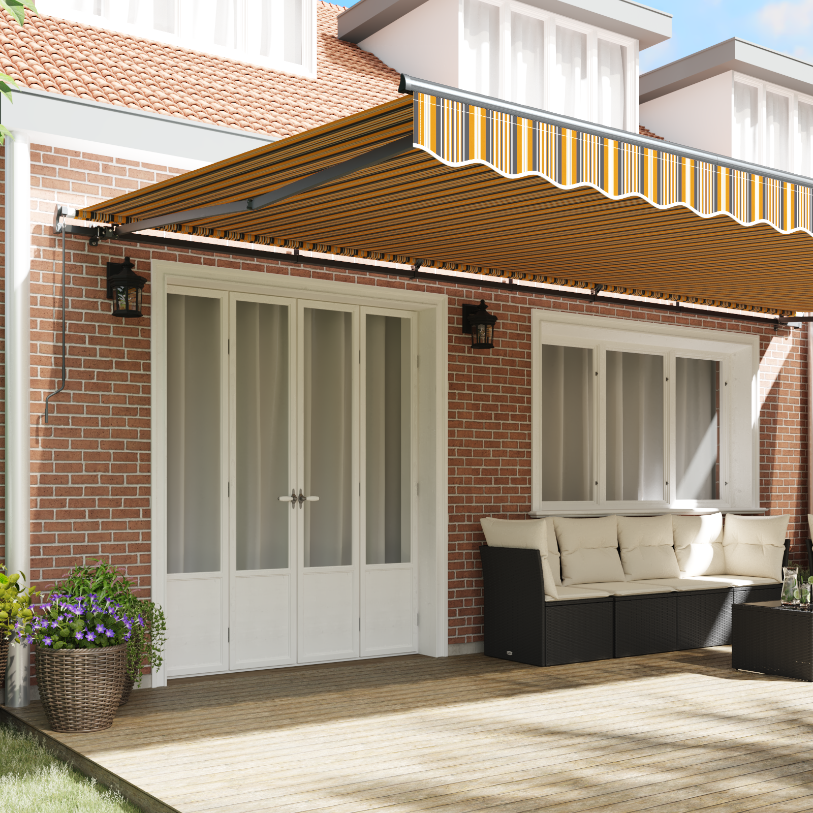 Manual Retractable Awning Multicolour Stripe 600x300 cm - Image 3