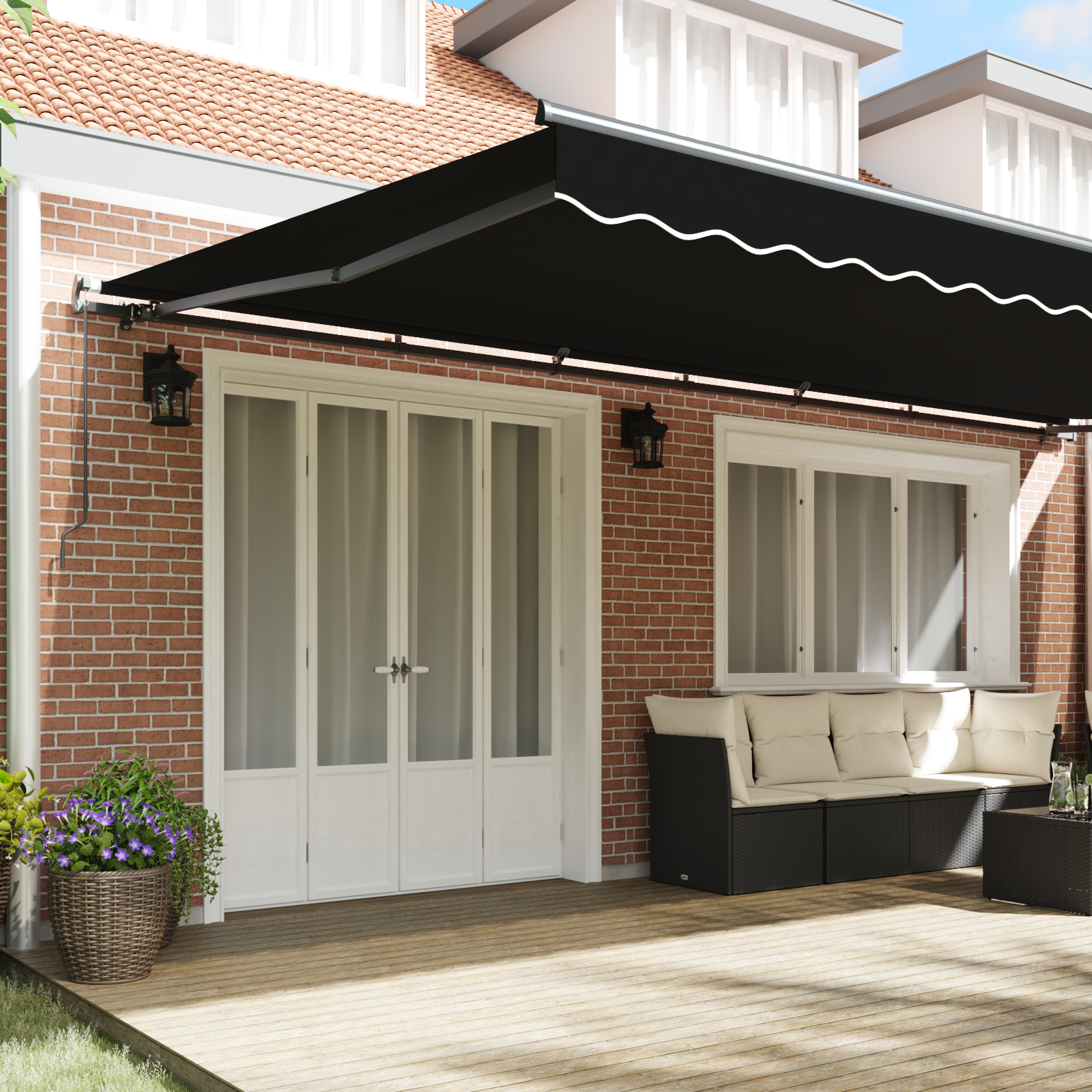 Manual Retractable Awning Black 600x300 cm - Image 3