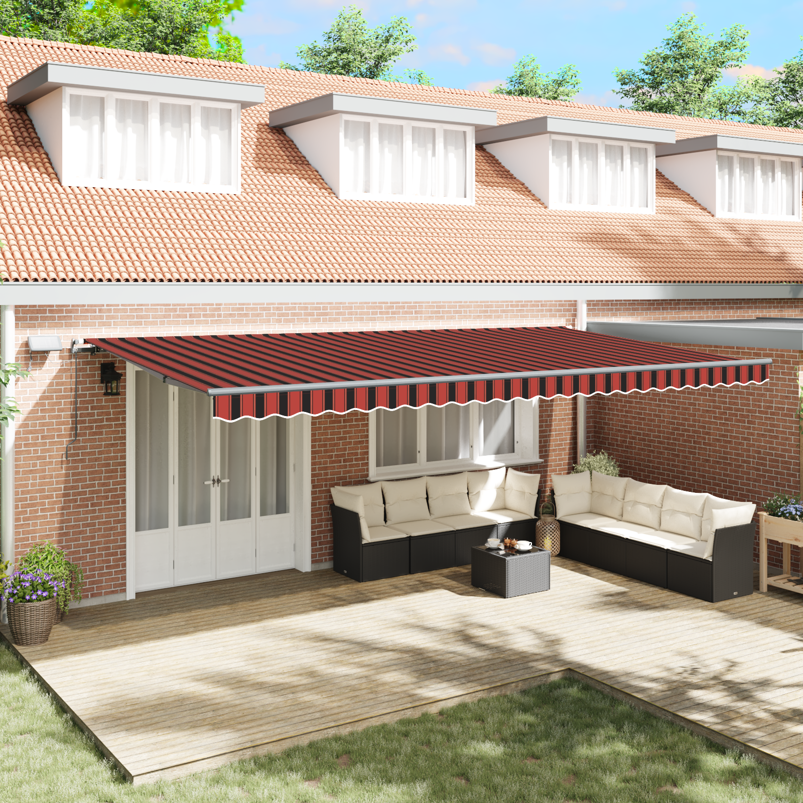 vidaXL Cortina Retractabilă portocaliu și maro 600 × 350 cm țesătură
