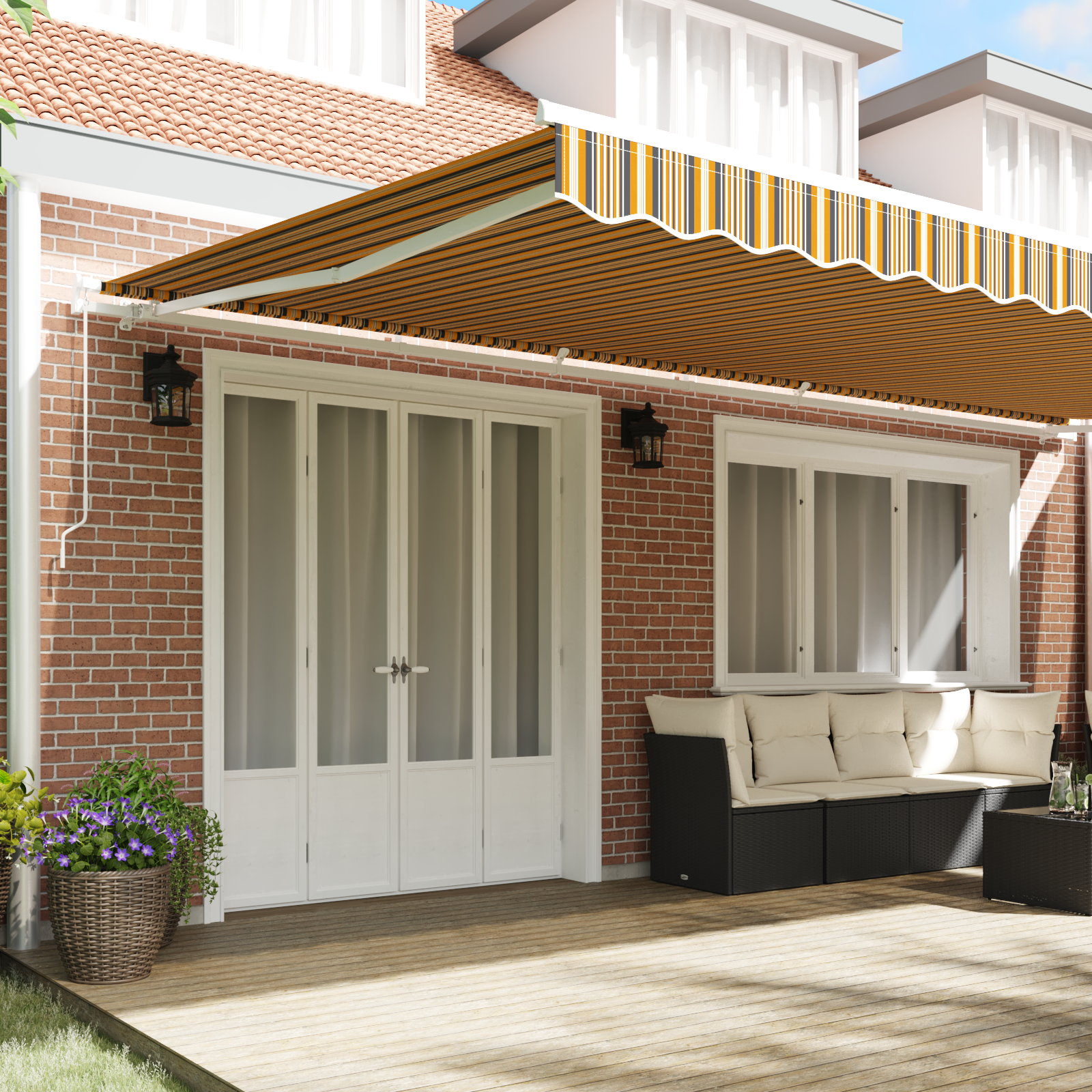 Manual Retractable Awning Multicolour Stripe 600x350 cm - Image 3