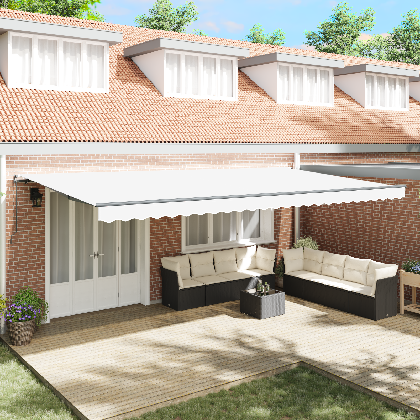 Handmatige Inklapbare Luifel Wit 600×350 cm
