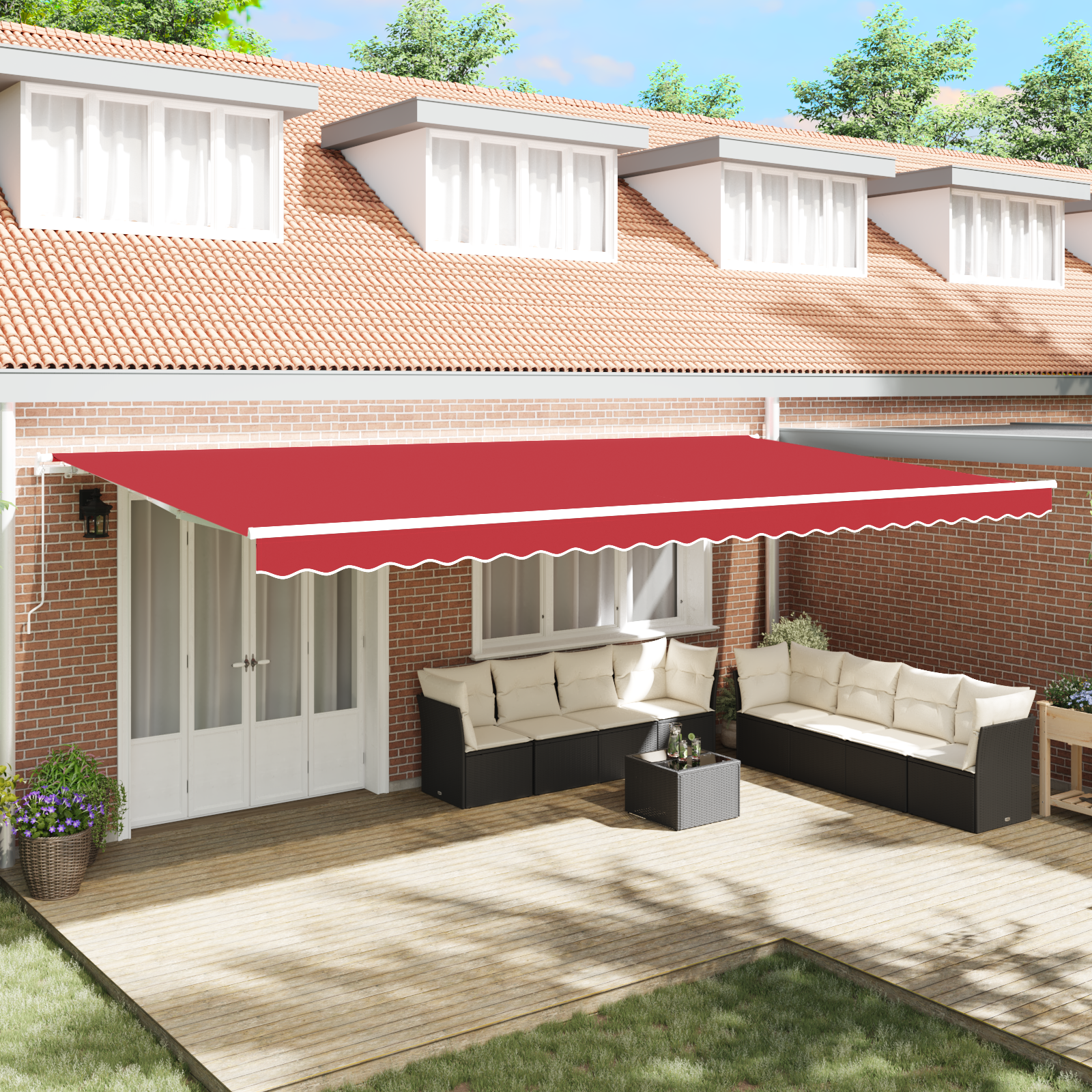 Manual Retractable Awning Red 600x350 cm