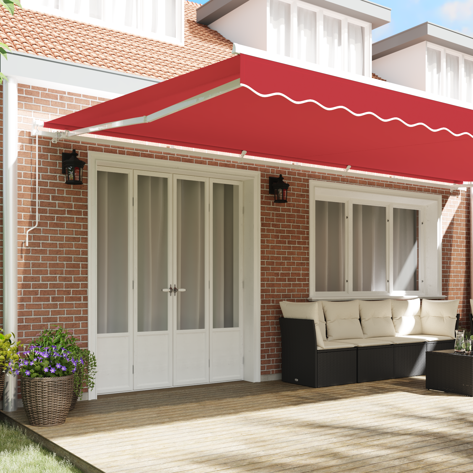Manual Retractable Awning Red 600x350 cm - Image 3