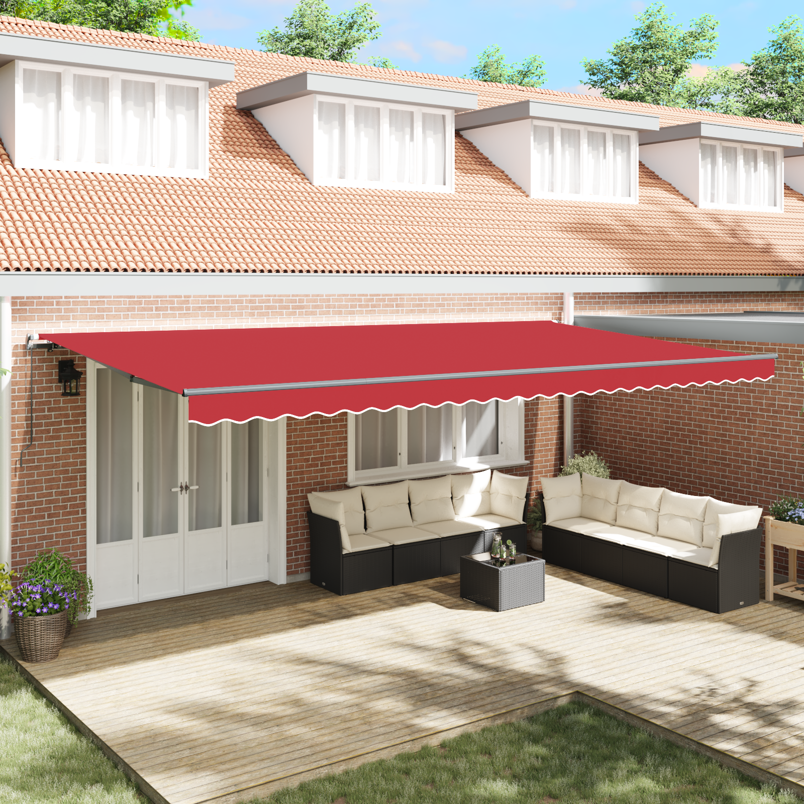 Manual Retractable Awning Red 600x350 cm