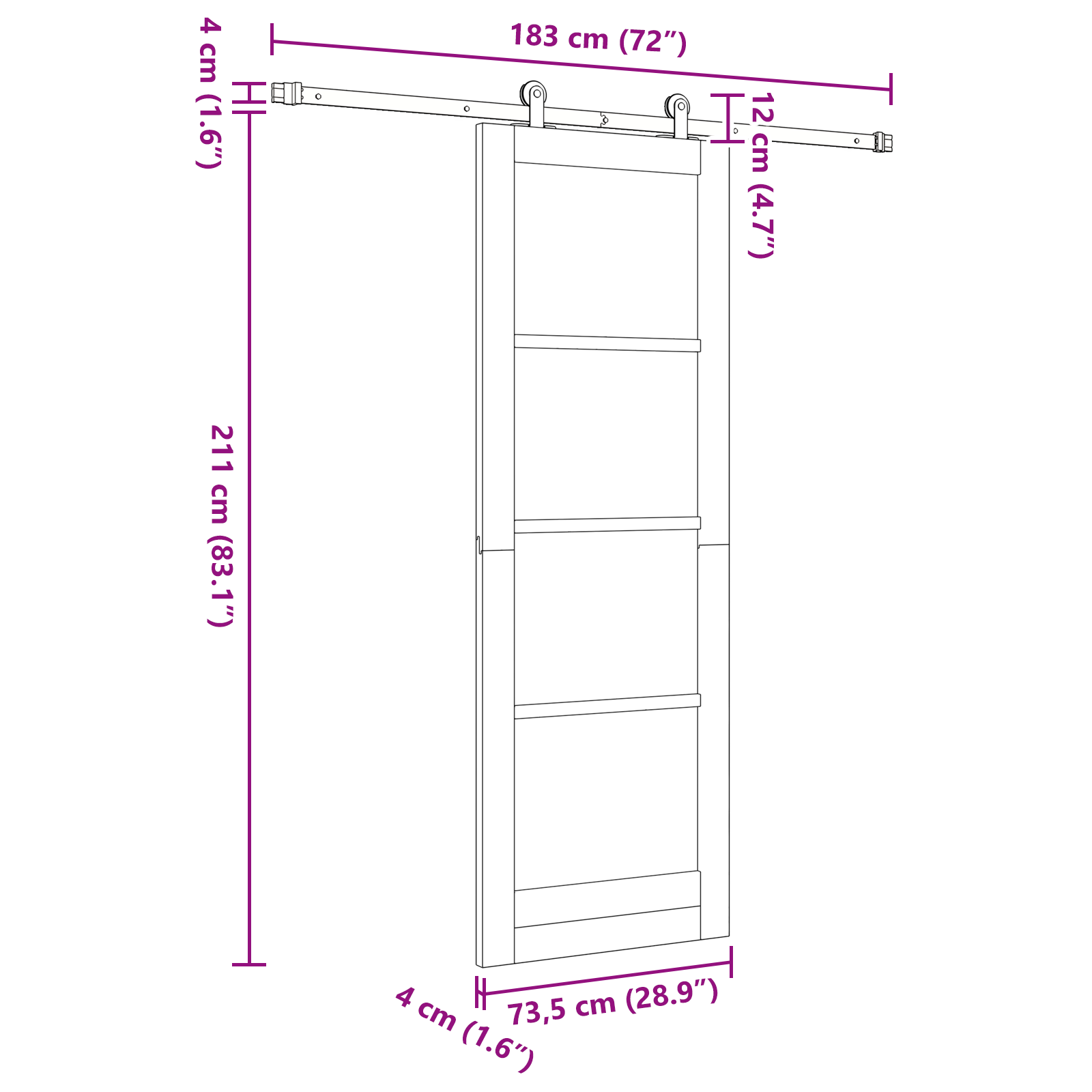 Sliding Door with Hardware Set 'ORKDAL'Solid Wood & Glass - Image 11