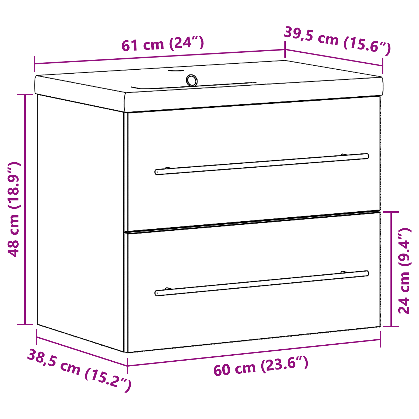 Bathroom Sink Cabinet with Built-in Basin Old Wood Engineered Wood - Image 11