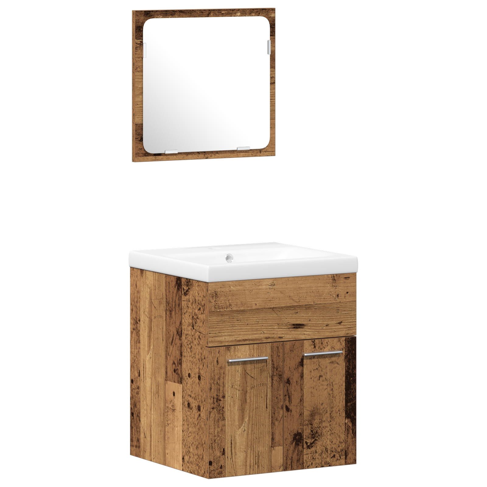 4 Piece Bathroom Furniture Set Old Wood Engineered Wood - Image 6