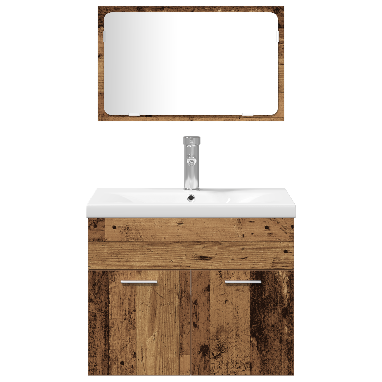 5 Piece Bathroom Furniture Set Old Wood Engineered Wood - Image 8