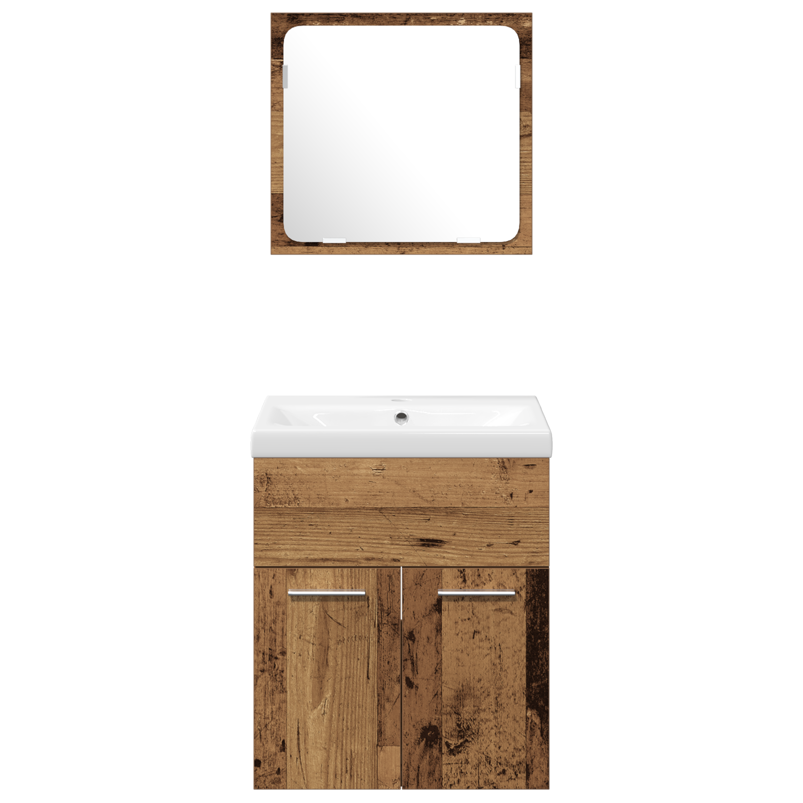 4 Piece Bathroom Furniture Set - Old Wood Engineered Wood - Image 8