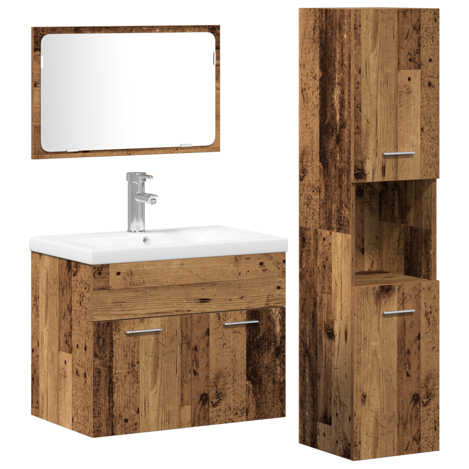 Thumbnail - vidaXL Sets Sonstiges 3 pcs Altes Holz 30 x 30 x 130 cm Holzwerkstoff
