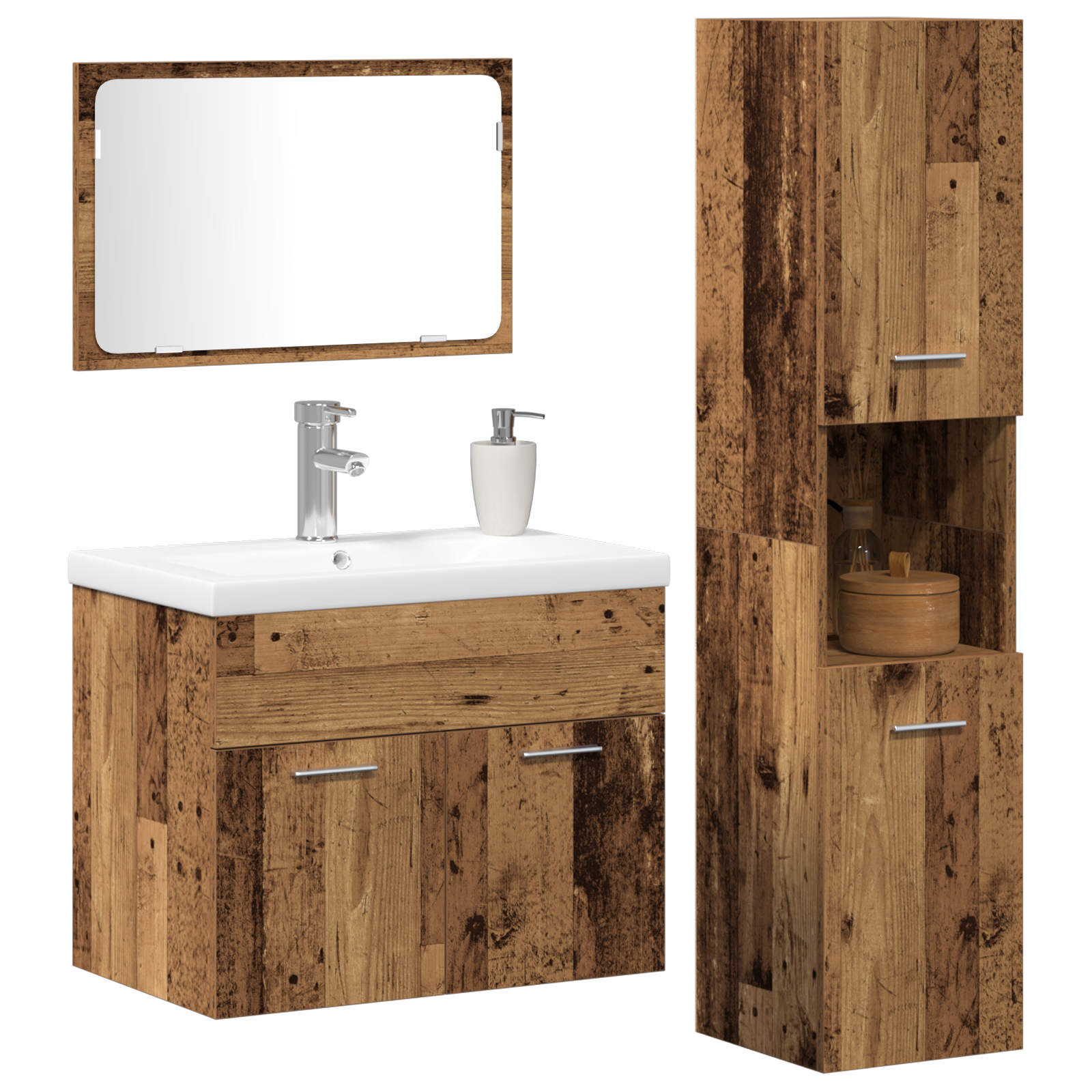 Thumbnail - vidaXL Sets Sonstiges 3 pcs Altes Holz 30 x 30 x 130 cm Holzwerkstoff